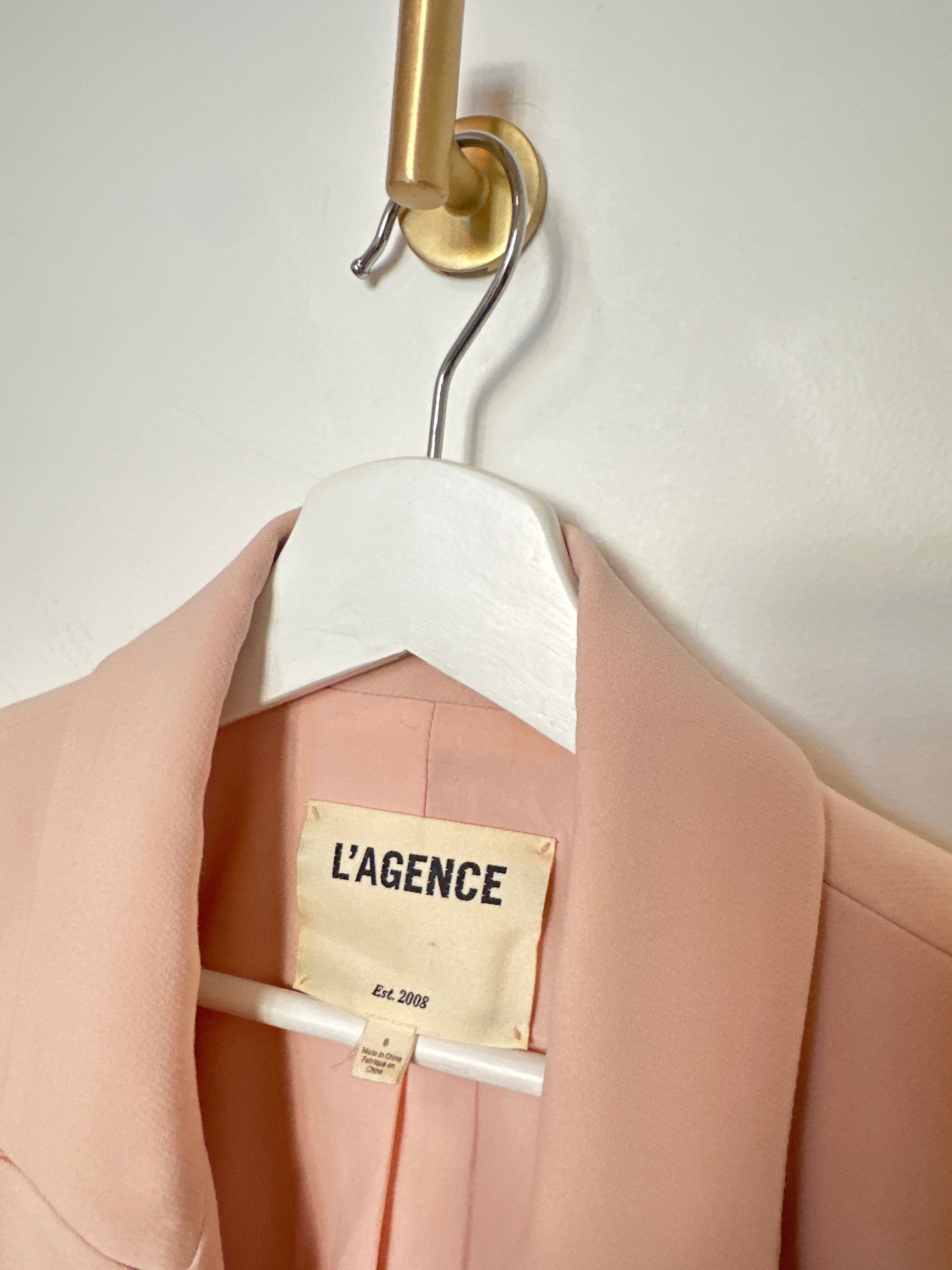L’AGENCE Double-Breasted Blazer — Blush | Size 6
