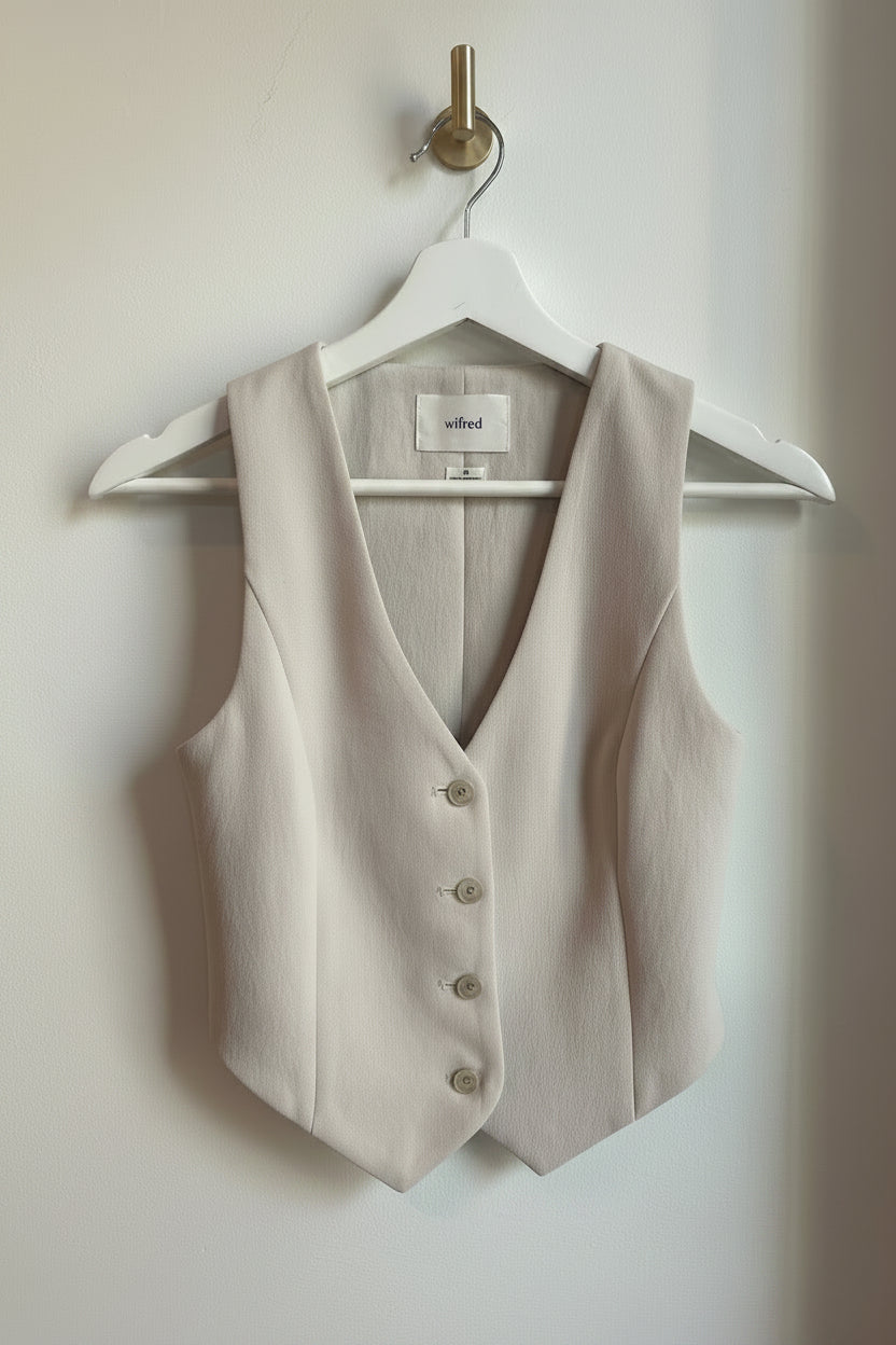 WILFRED “Desire” Style Tailored Vest – Mushroom — Size 00