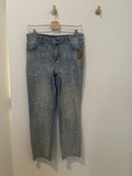 Melanie Lynne Pearl and Rhinestone Studded Light Wash Cropped Jeans