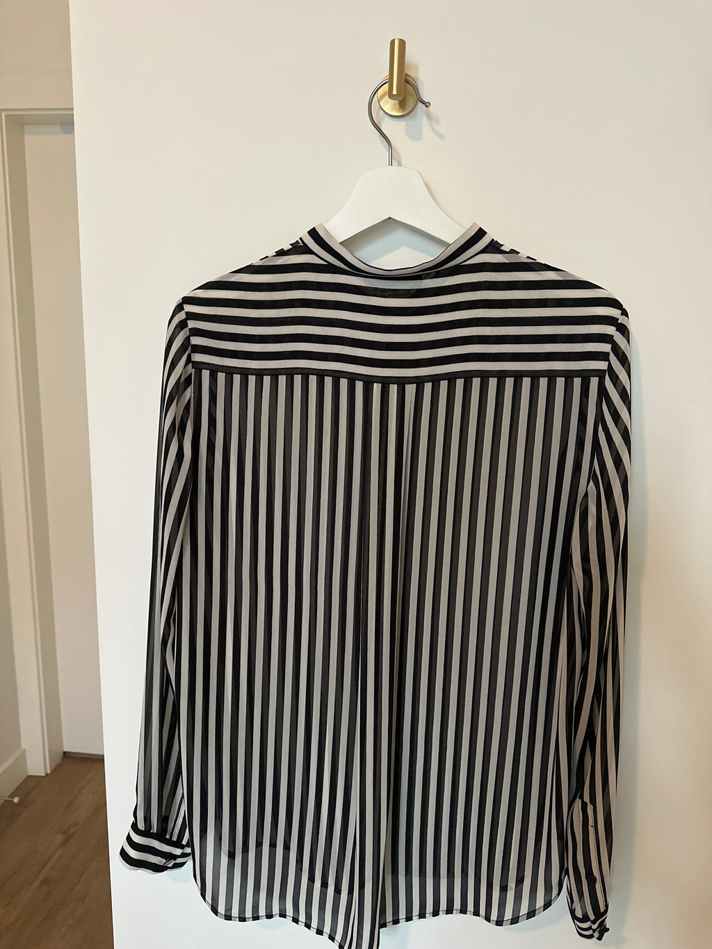 The Kooples Black & White Stripe Crepe Blouse