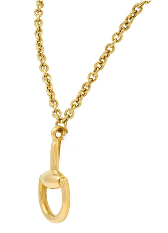 Jewelry Half Snaffle Equestrian Pendant Necklace 18K Gold