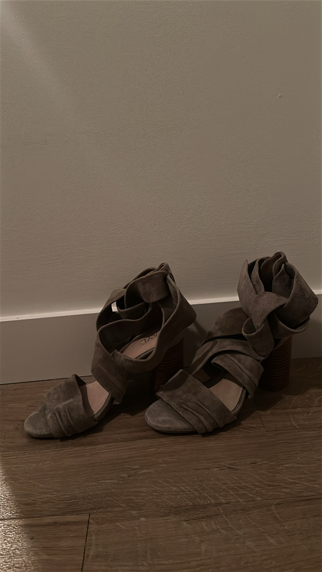RAYE Suede Wrap Sandals | Dusty Dove Grey | Size 6