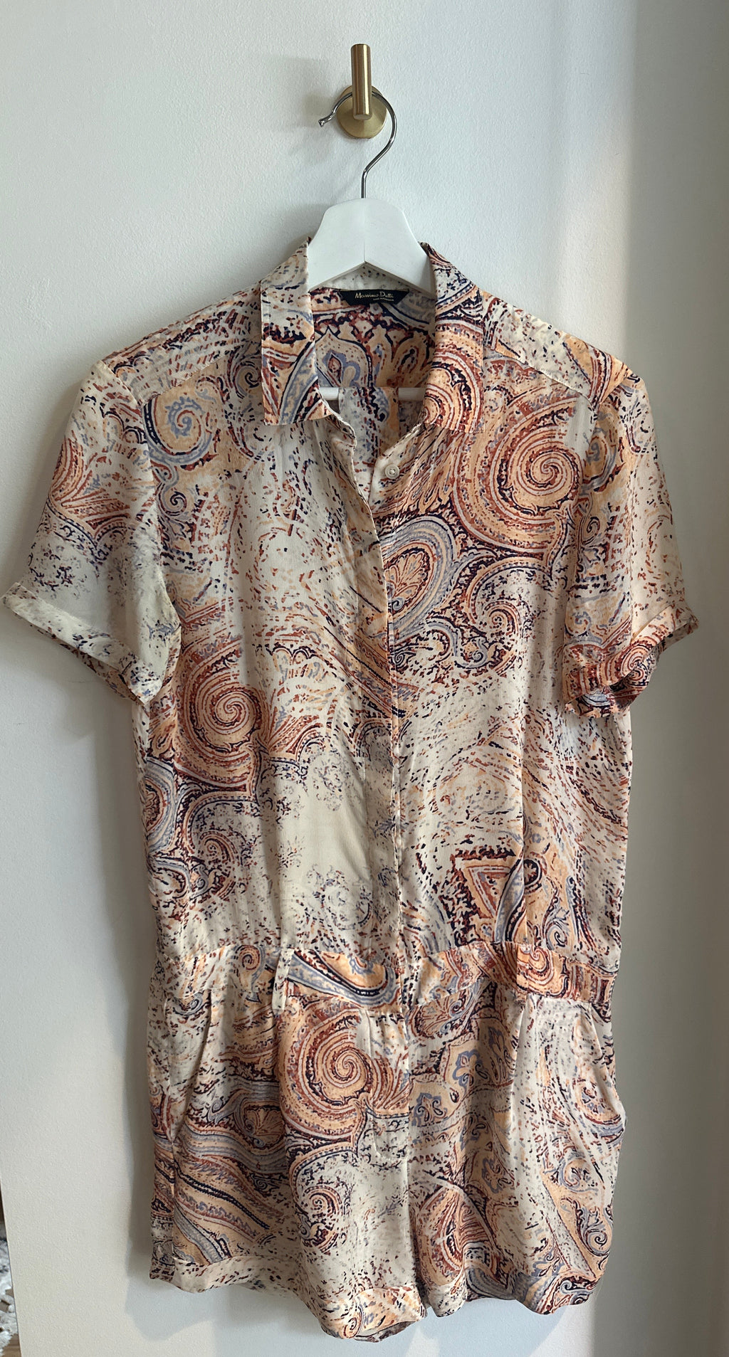 Massimo Dutti 100% Mulberry Silk Paisley Romper | Size 6
