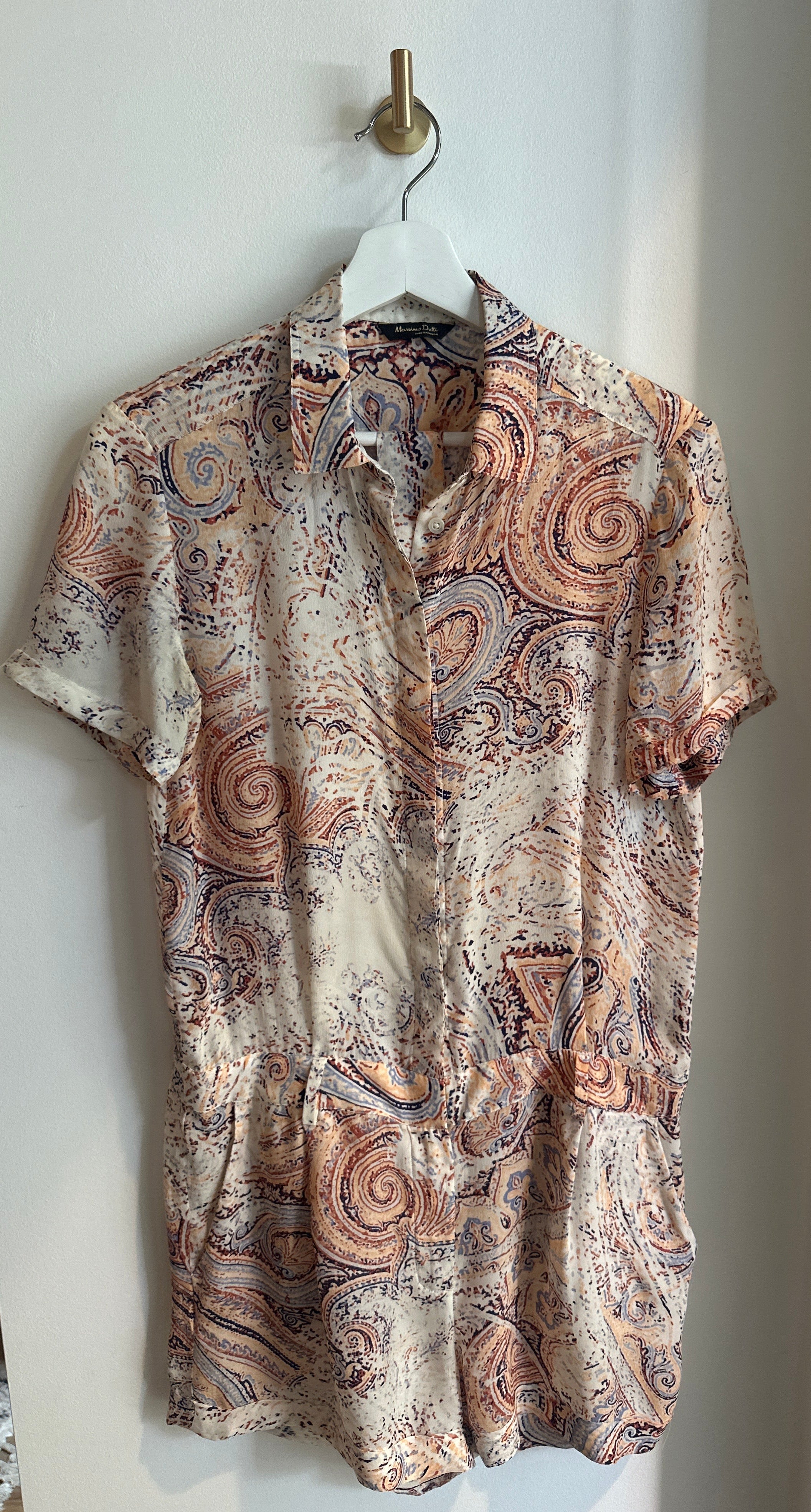 Massimo Dutti 100% Mulberry Silk Paisley Romper | Size 6