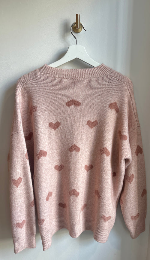 ADORA Heart Pattern Knit Sweater – Size Large