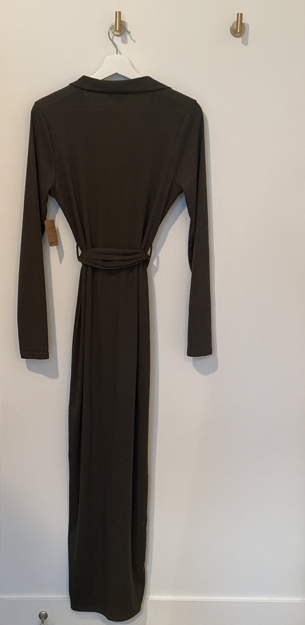 FASHION NOVA Full Length Button Front Belted Knit Dress