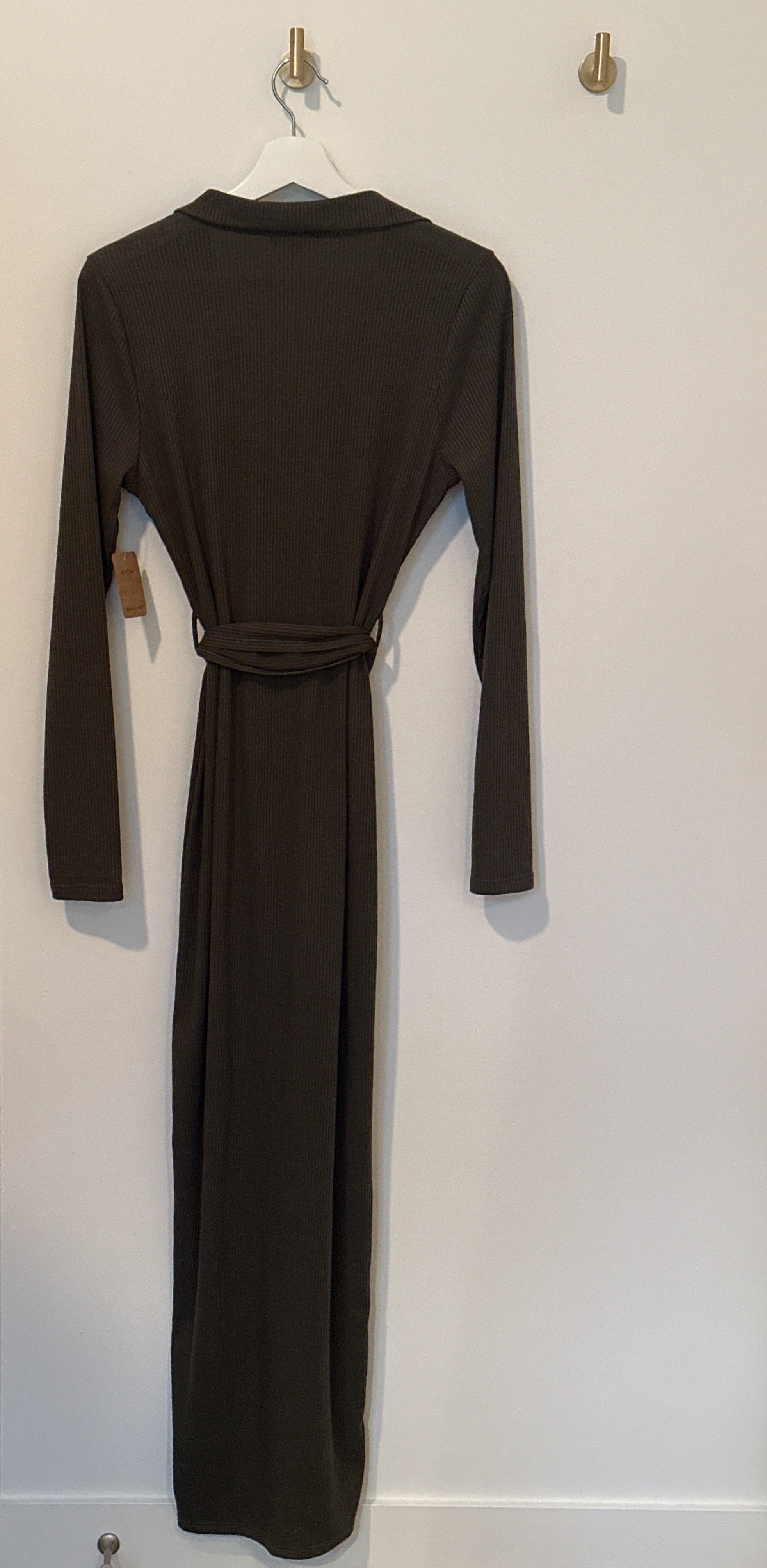 FASHION NOVA Full Length Button Front Belted Knit Dress