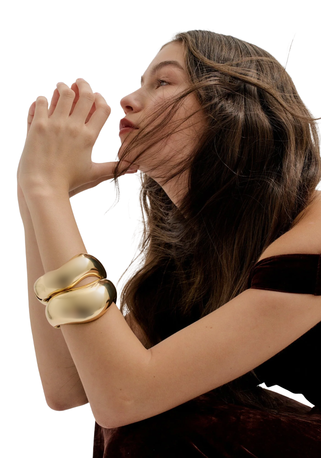 Jewelry Editorial Hinge Bracelets 14K Gold PVD- Recycled : Yellow Gold / Breeze