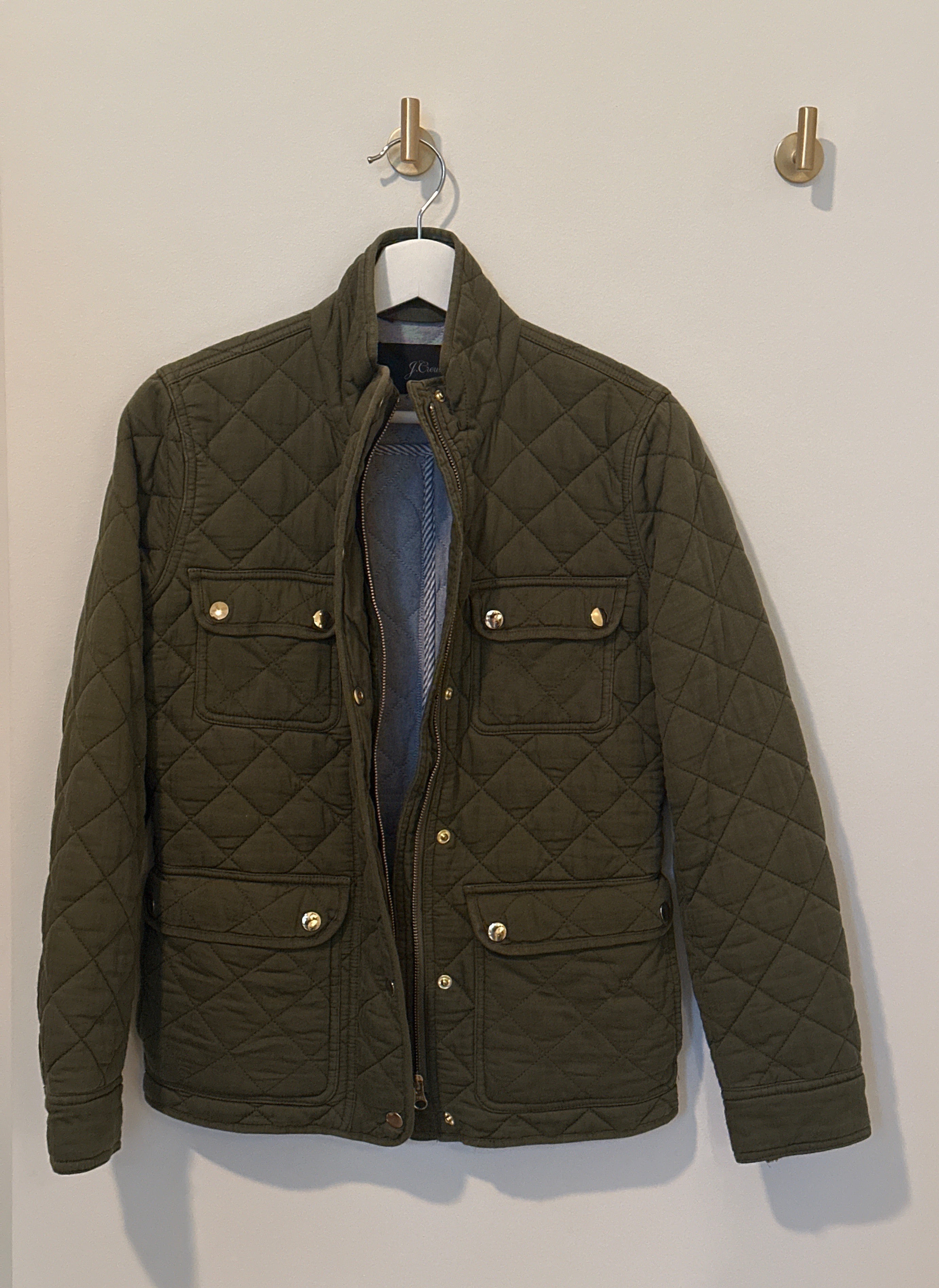 J Crew Quilted Military Style Mandarin Collar Jacket