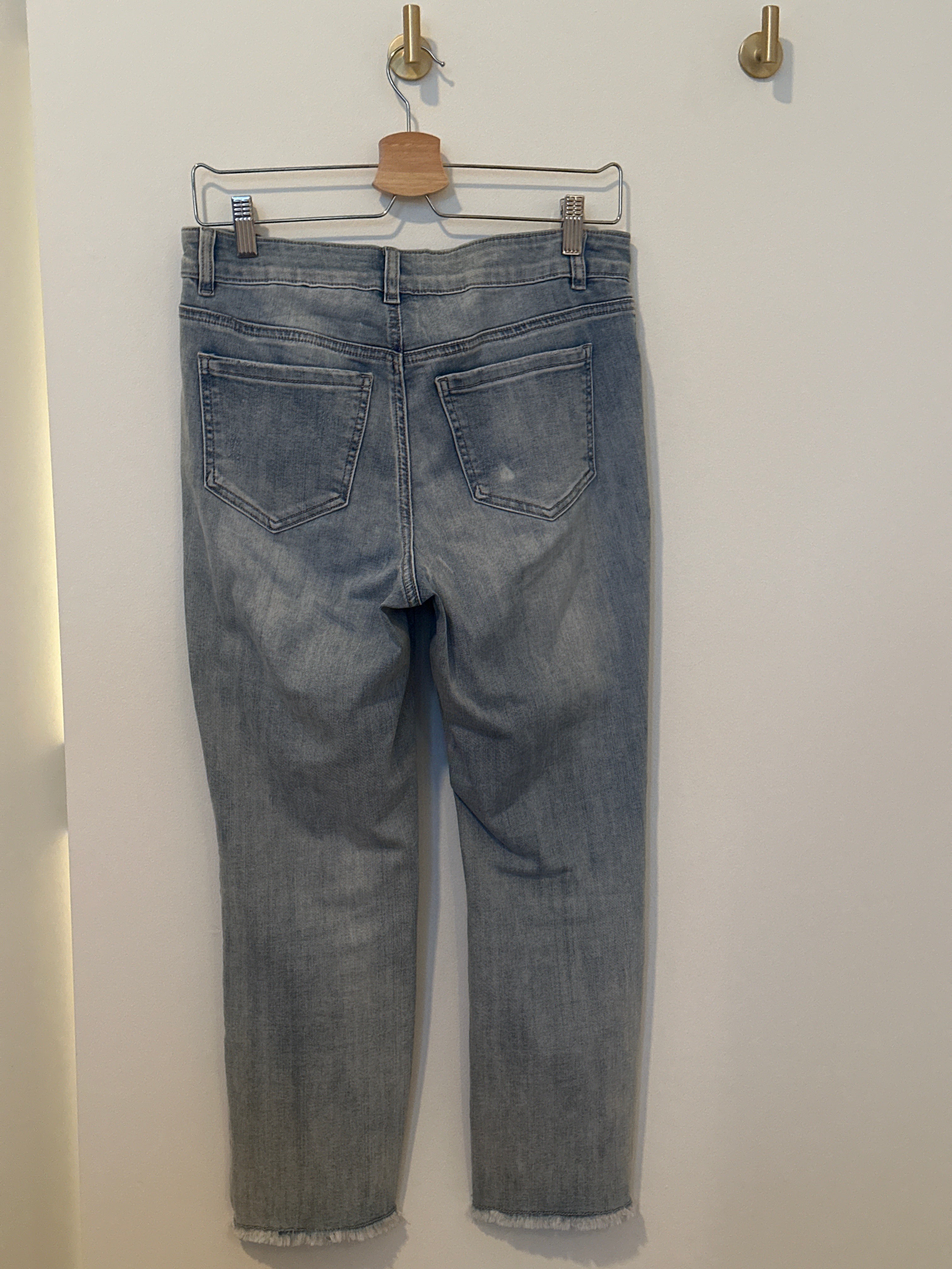 Melanie Lynne Pearl and Rhinestone Studded Light Wash Cropped Jeans