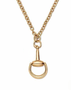 Jewelry Half Snaffle Equestrian Pendant Necklace 18K Gold
