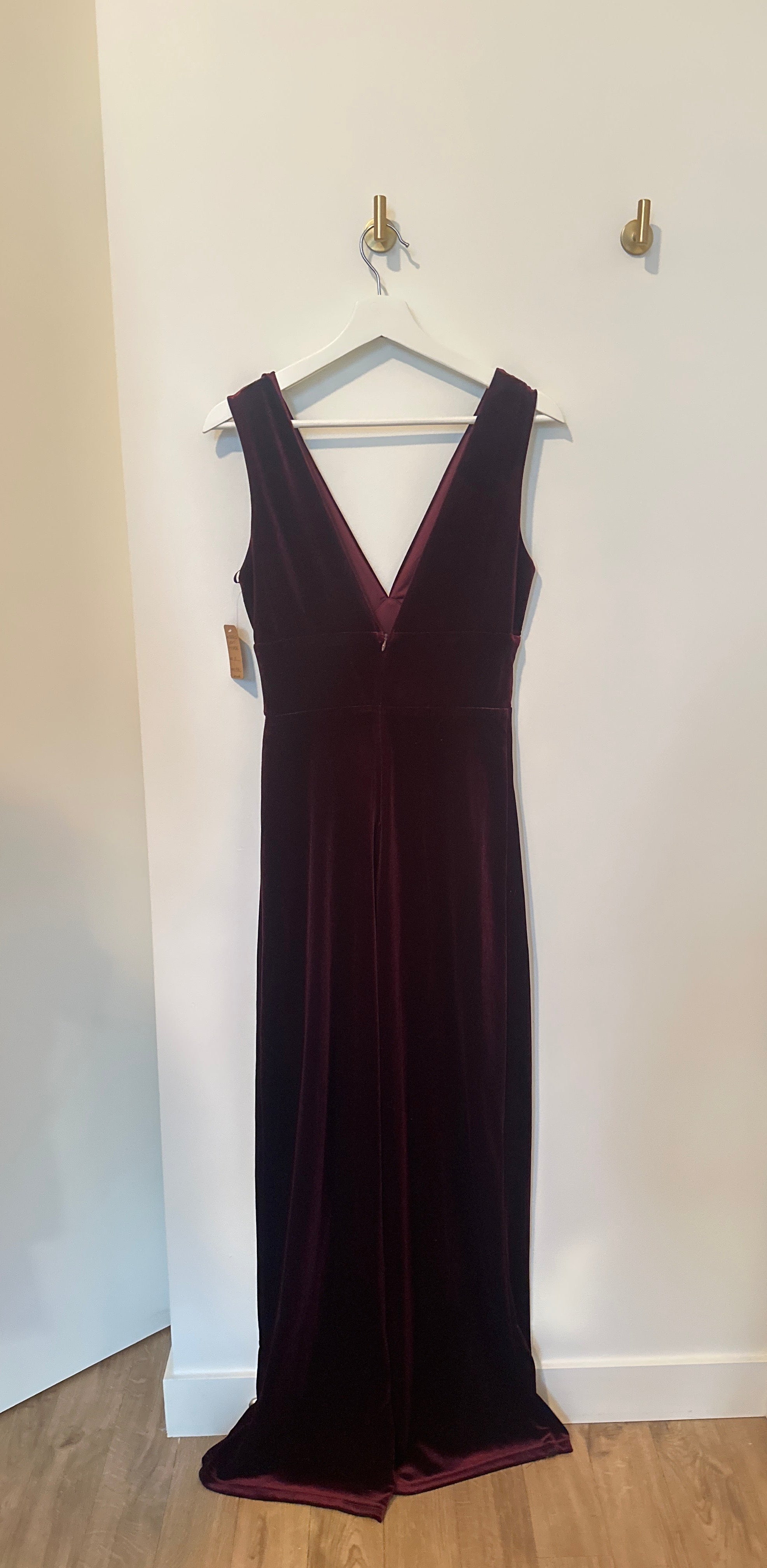 Lulus Burgundy Velvet V-Neck Jumpsuit