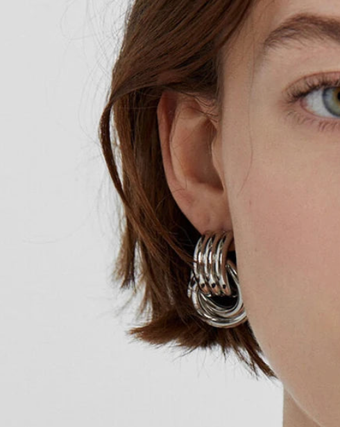 Jewelry Double Knotted- Door Knocker- Two Tone Earring: Two tone