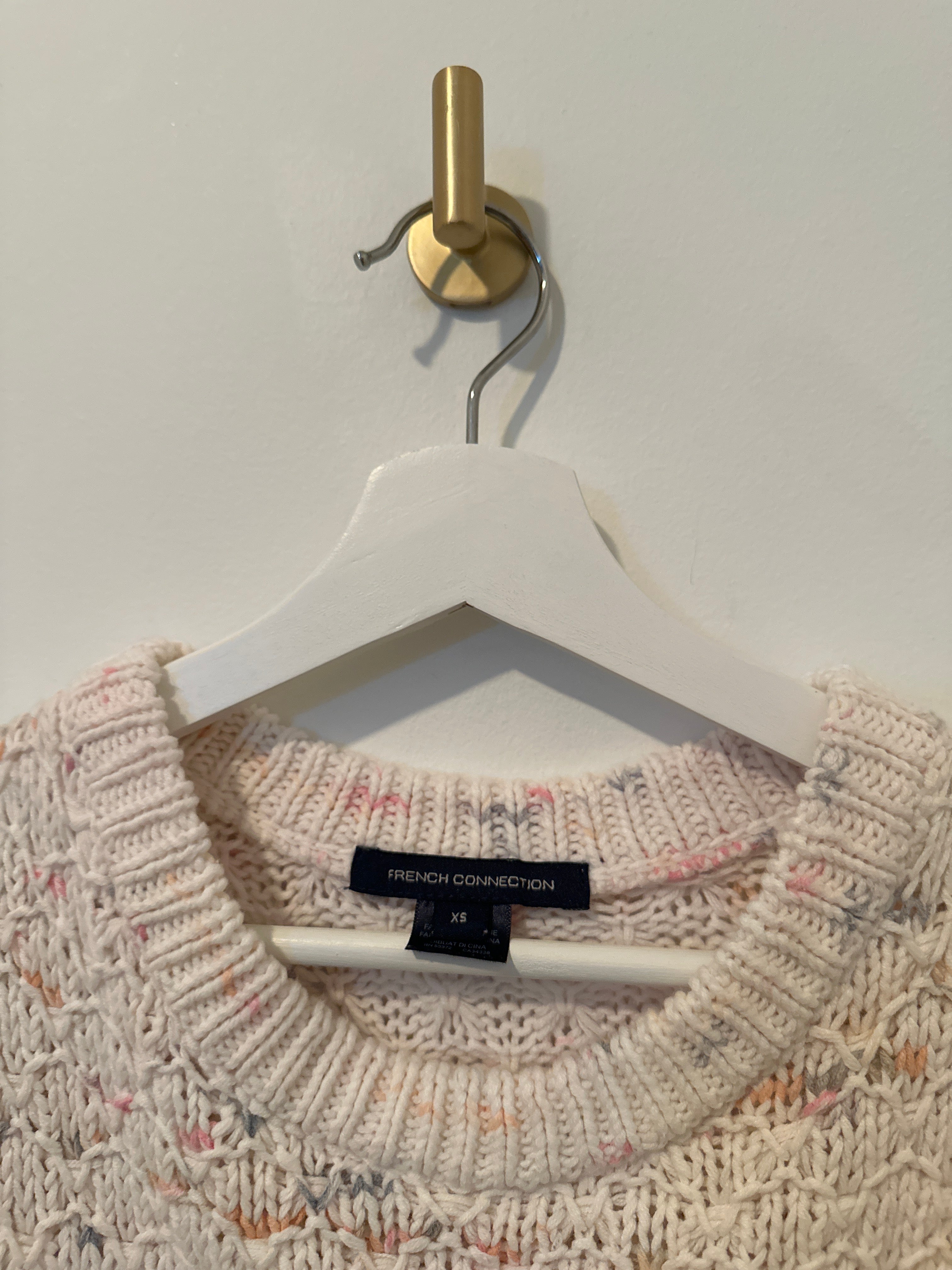 FRENCH CONNECTION Vested Sweater with Attached Dress Shirt Sleeve XS