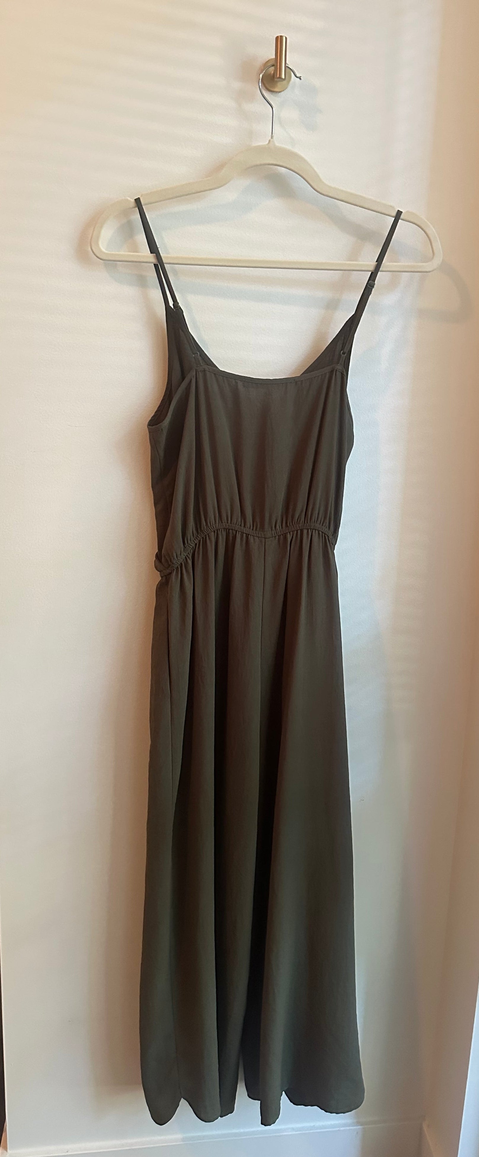 Monk & Lou Wrap Front Wide Leg Jumpsuit | Army Green | Size XS