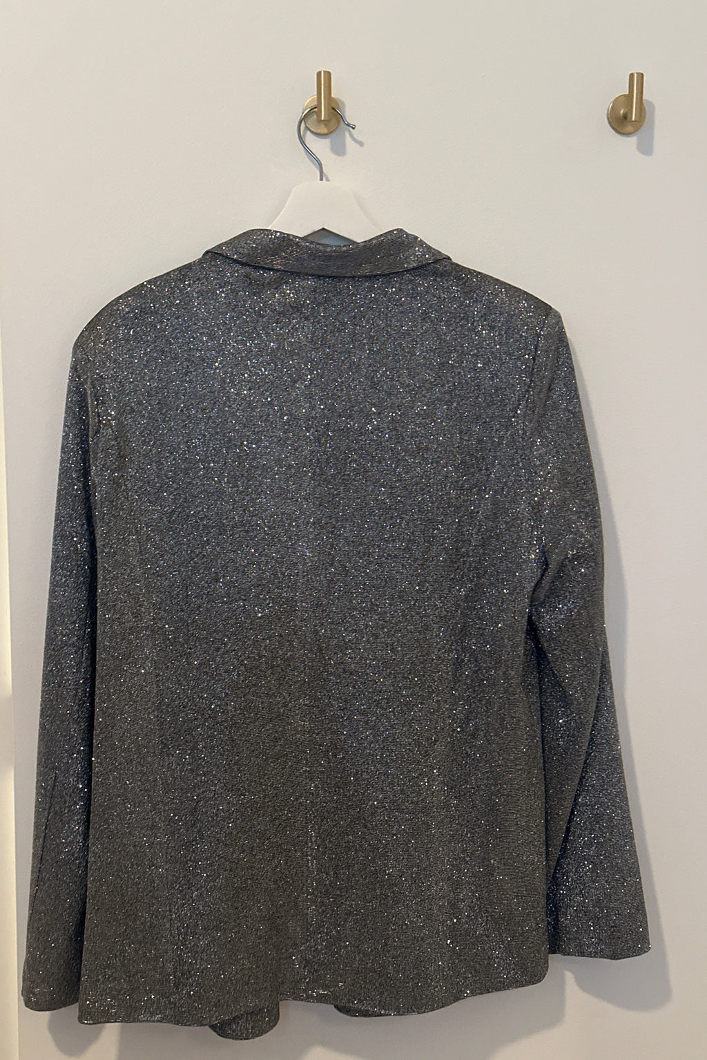 MISS LOLA Silver Metallic Boxy Style Blazer