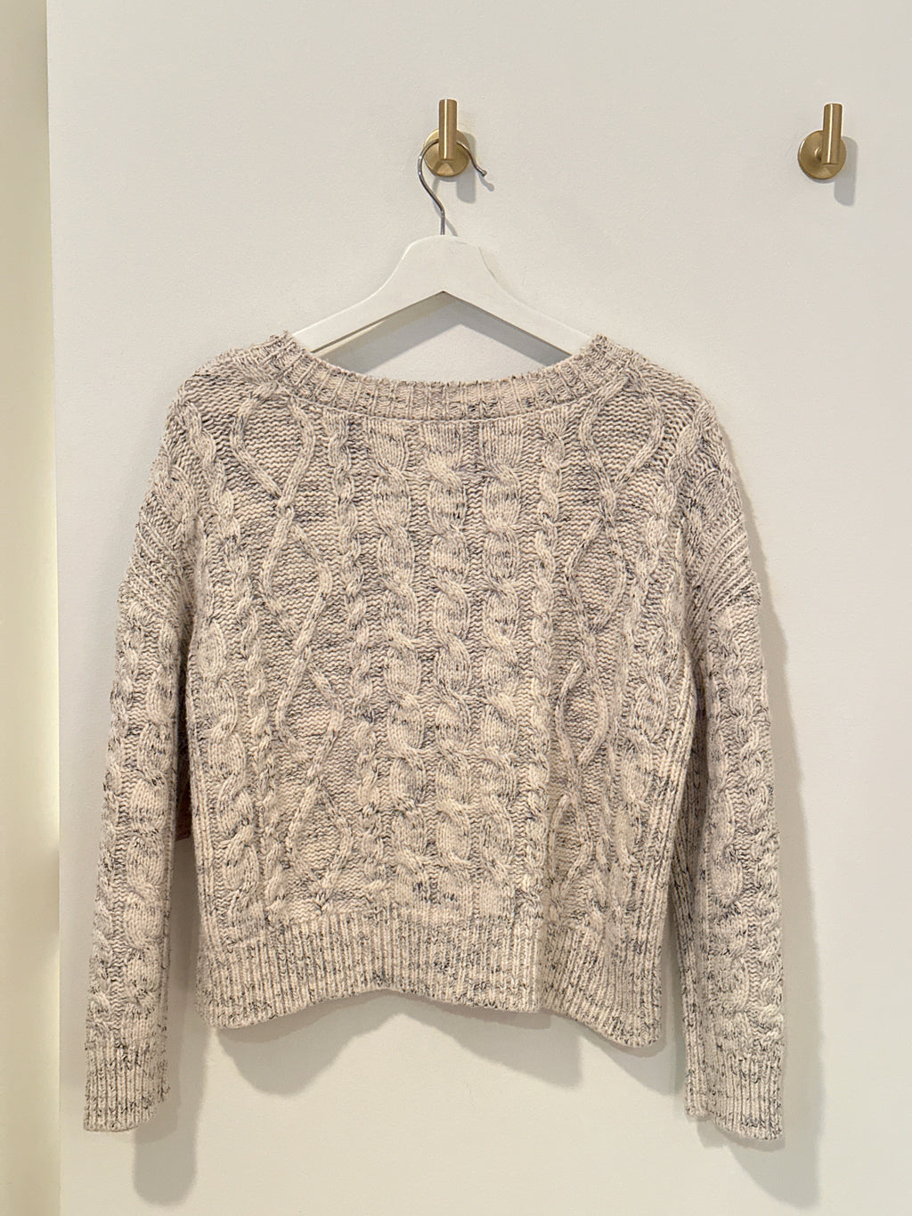 MAEVE by ANTHROPOLOGIE PATTERNED KNIT HEATHERED CREAM CARDIGAN XXS