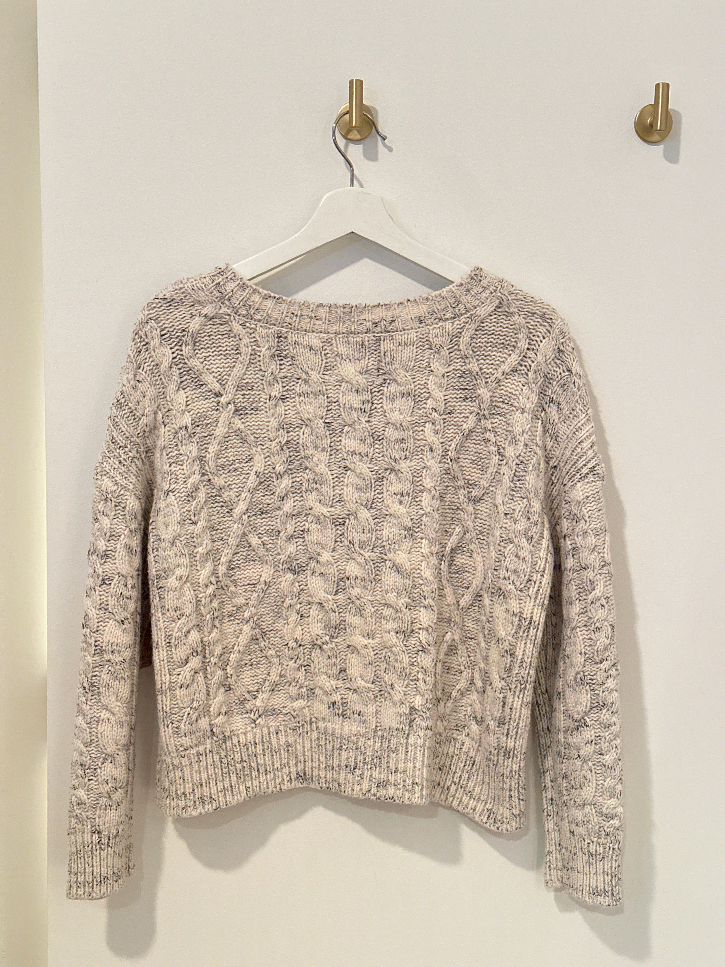 MAEVE by ANTHROPOLOGIE PATTERNED KNIT HEATHERED CREAM CARDIGAN XXS