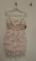 BCBG MAXAZRIA RUNWAY Cream Sweetheart Neckline Pleated Tiered Shell Cutout Dress 4