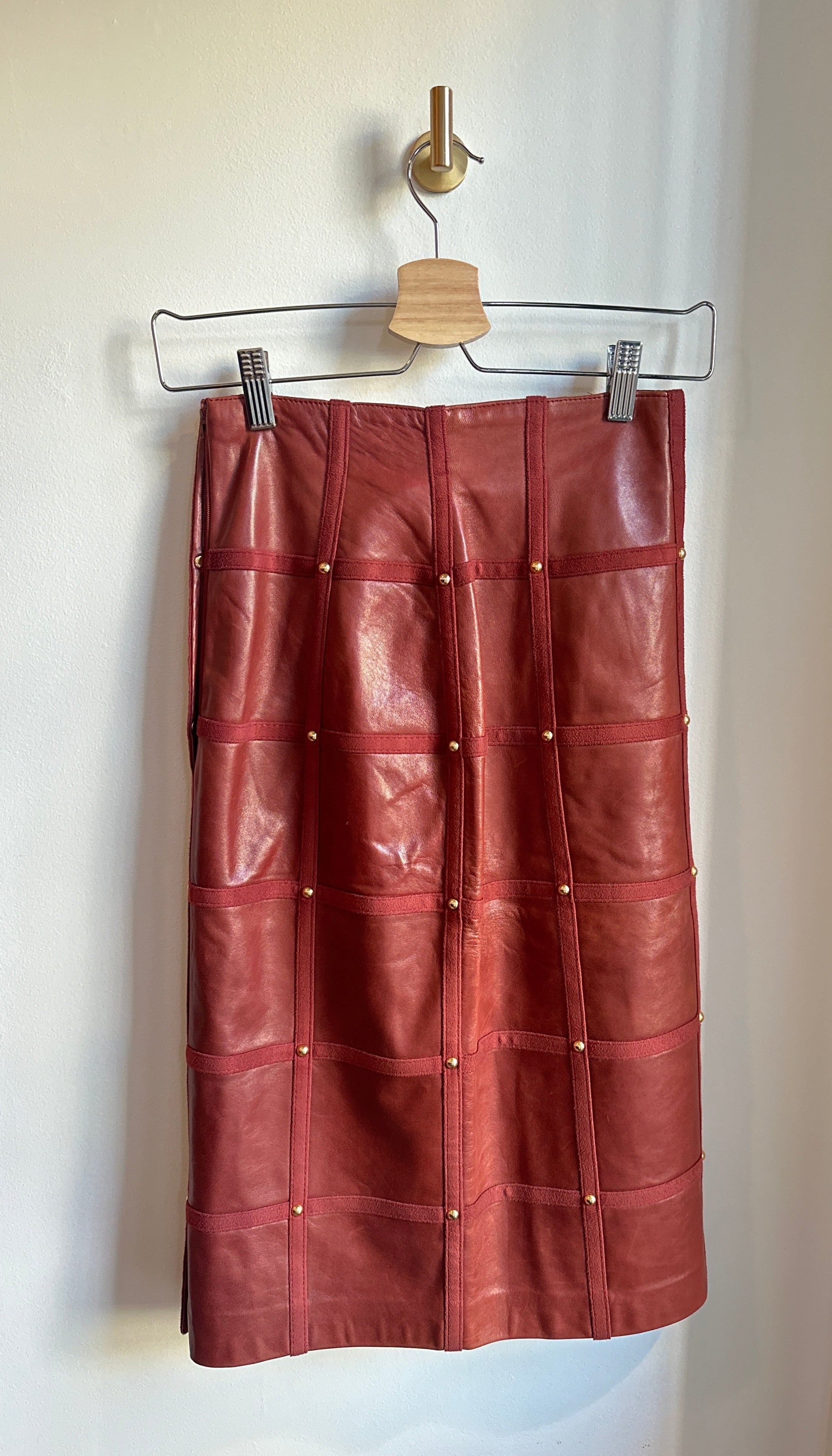Vintage Escada Leather Studded Skirt — Size 34
