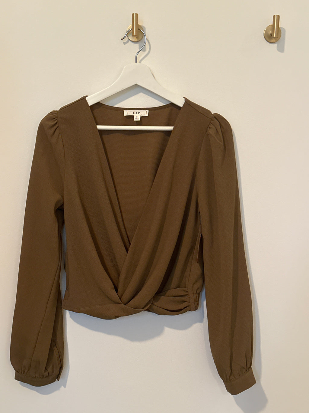 E&M Faux Wrap Long Sleeved Blouse