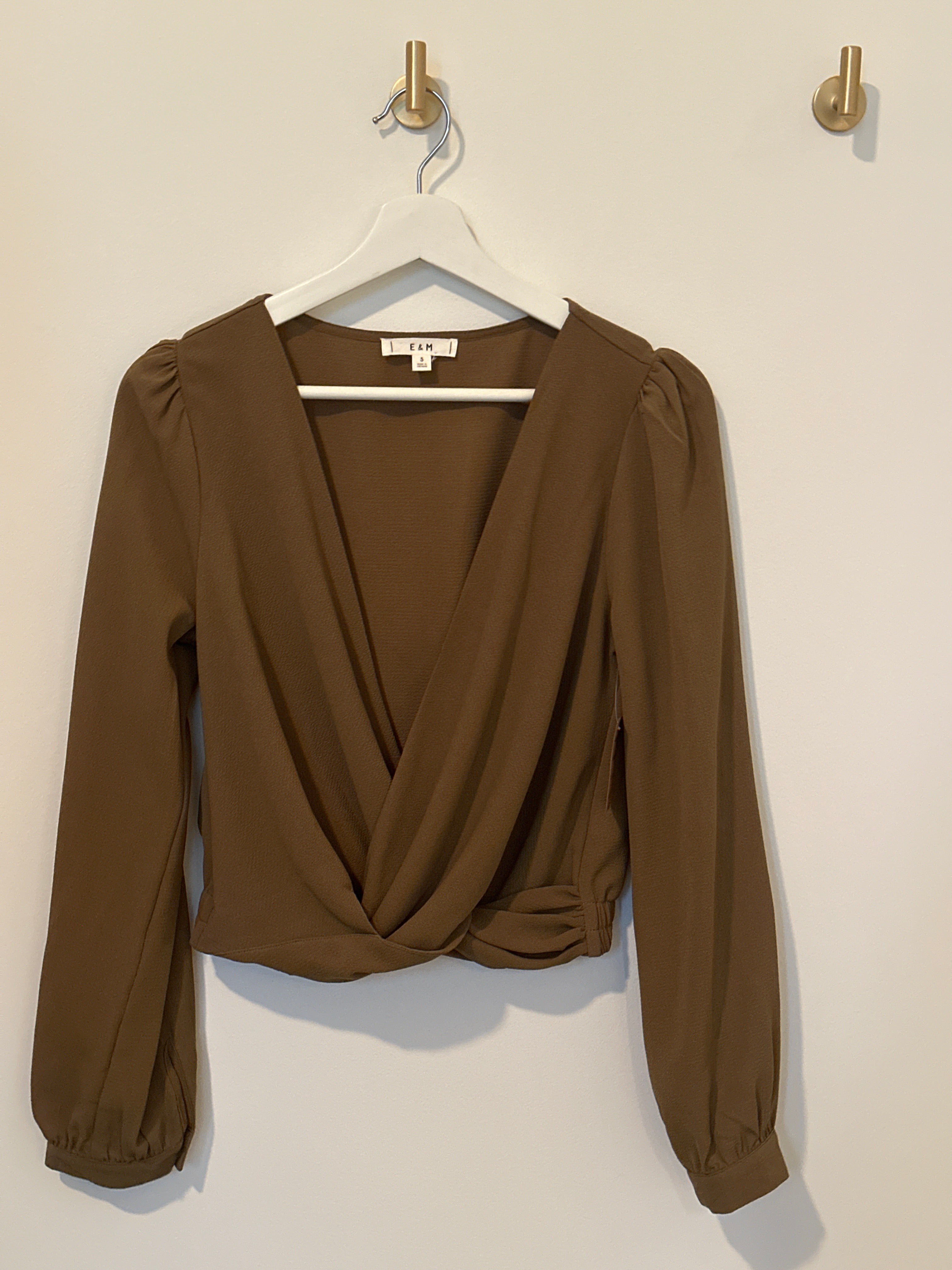 E&M Faux Wrap Long Sleeved Blouse