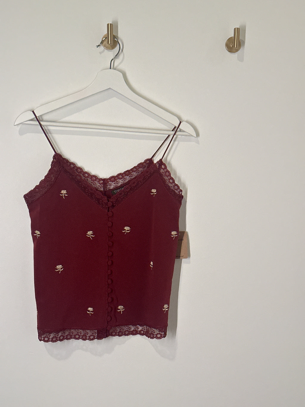 TOPSHOP Embroidered Lace Trimmed Camisole