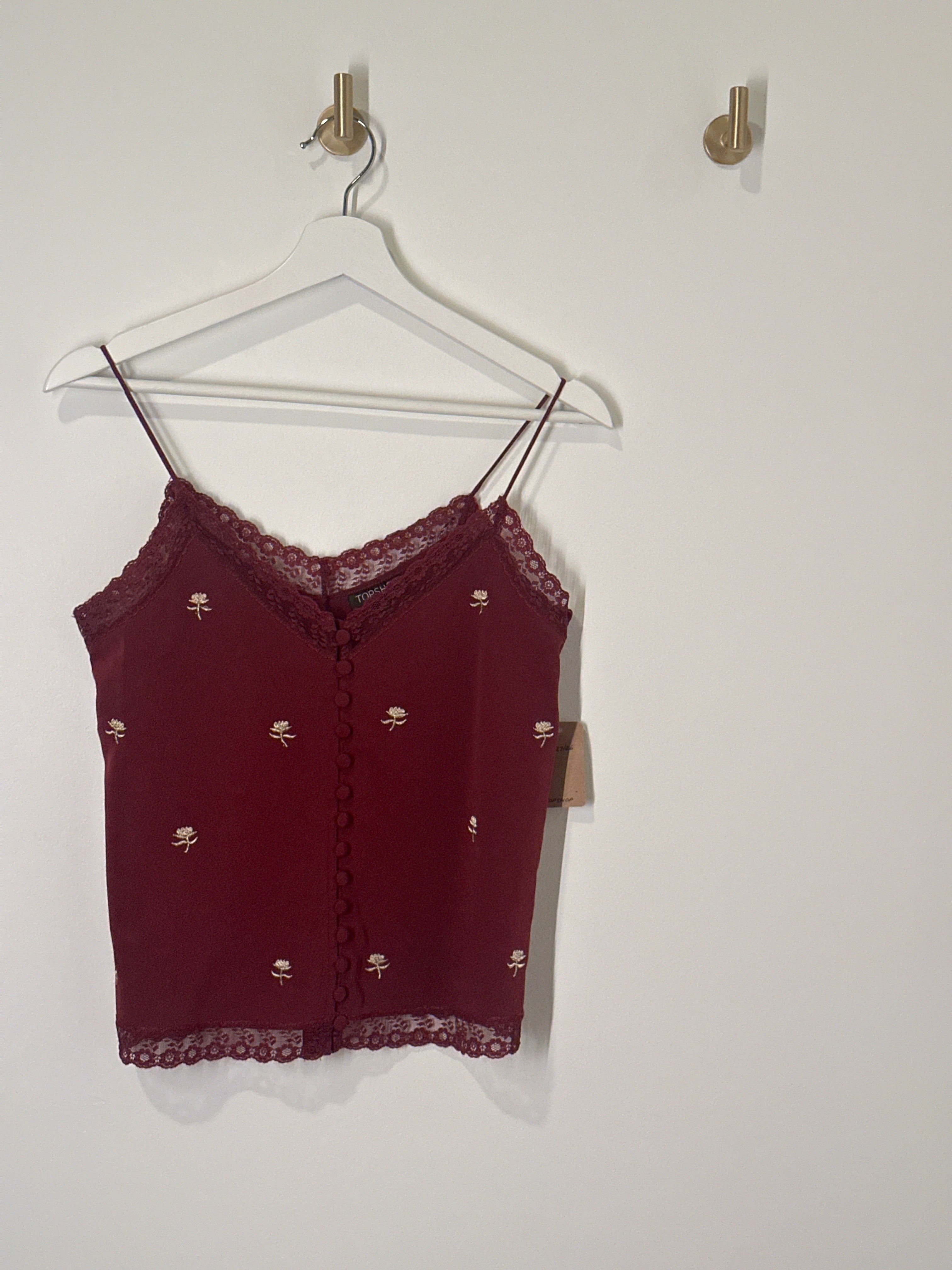 TOPSHOP Embroidered Lace Trimmed Camisole