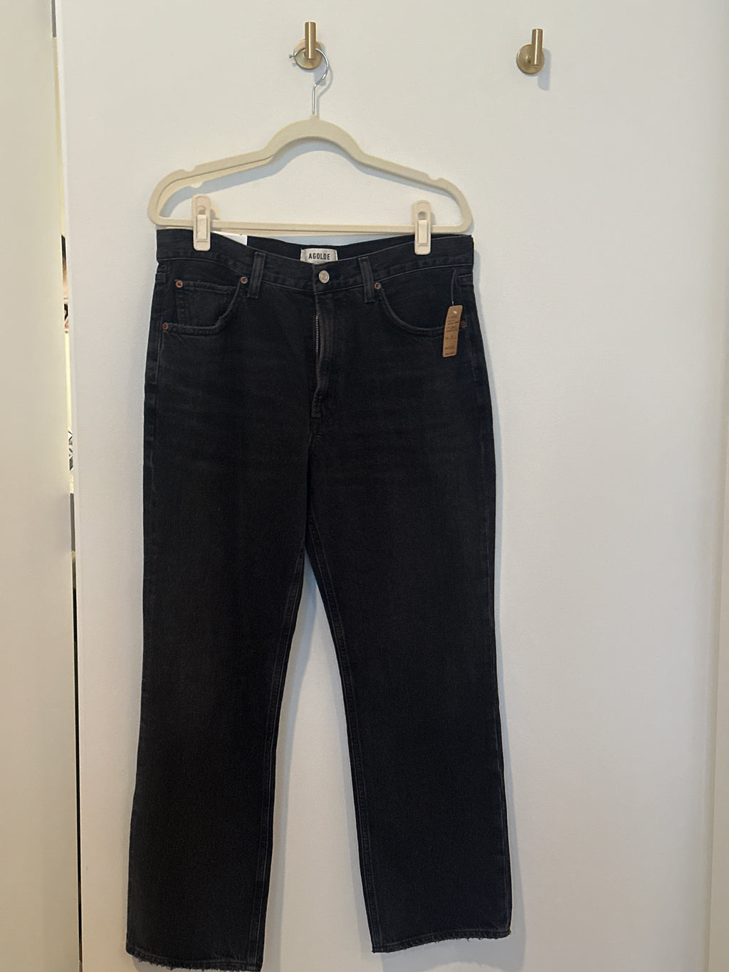 AGOLDE 'VALEN' Black Washed Out Mid Rise Vintage Straight Jean