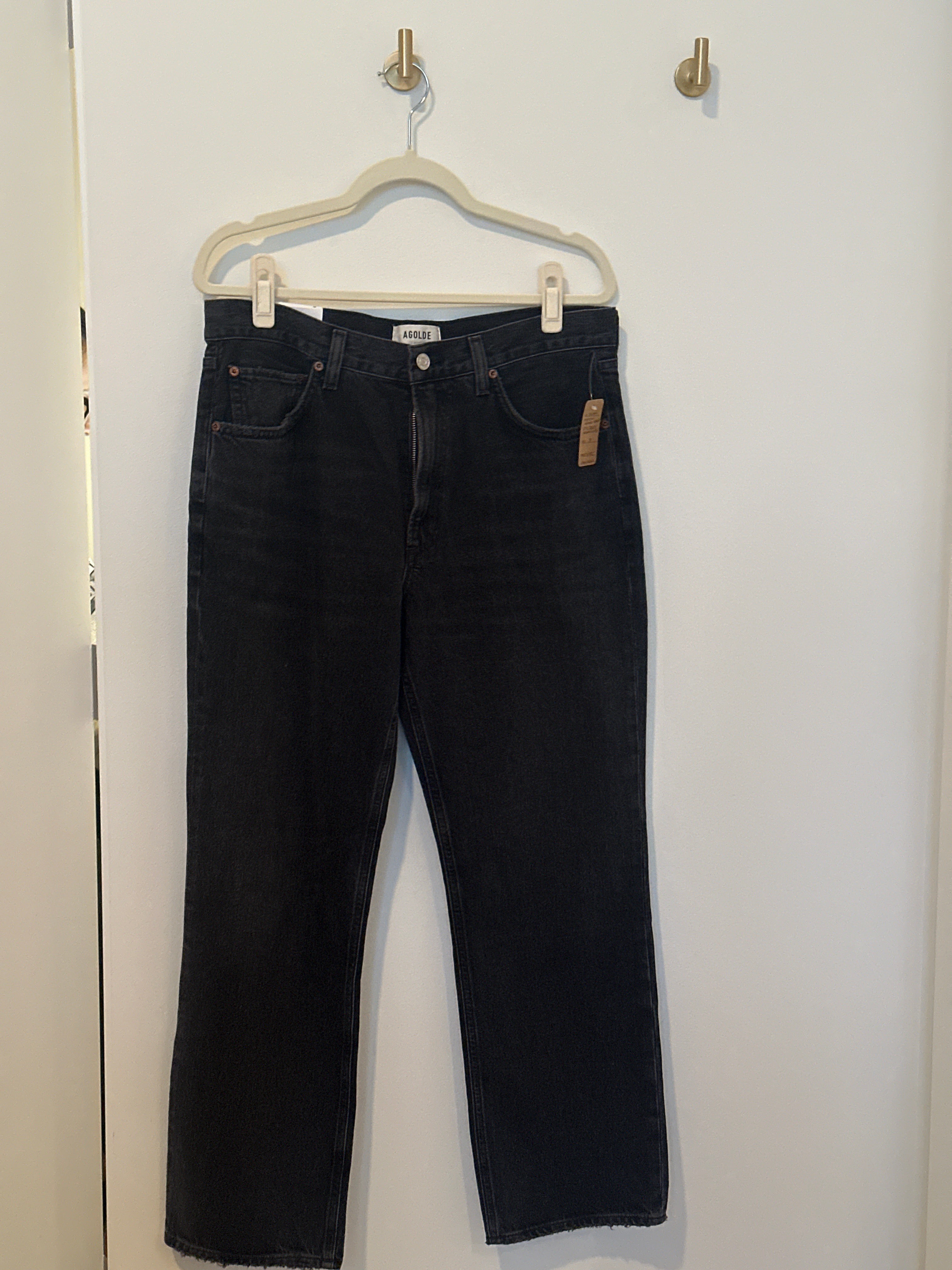 AGOLDE 'VALEN' Black Washed Out Mid Rise Vintage Straight Jean