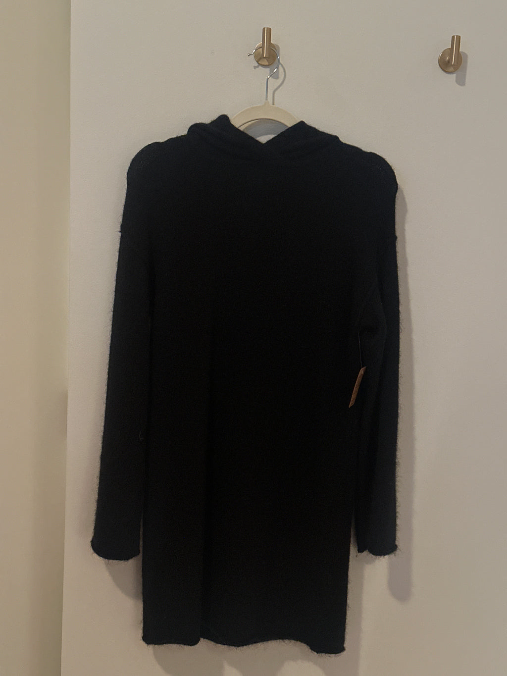 WILFRED FREE OVERSIZE BLACK ALPACA WOOL HOODIE DRESS XXS