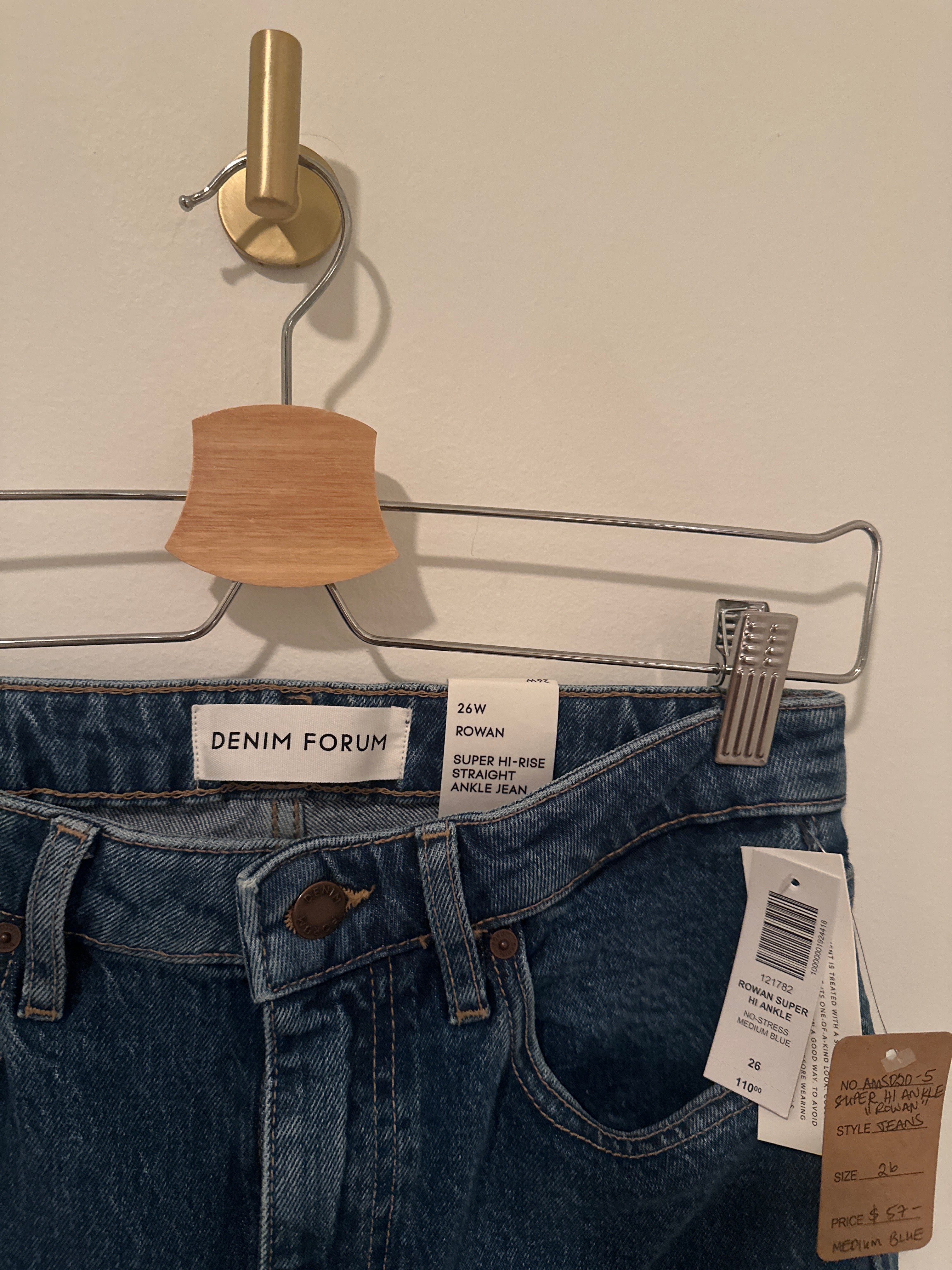 DENIM FORUM DENIM SUPER HI ANKLE MEDIUM BLUE 'ROWAN' STRAIGHT SIZE 26