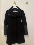 CLUB MONACO Black Wool Zip Front Overcoat