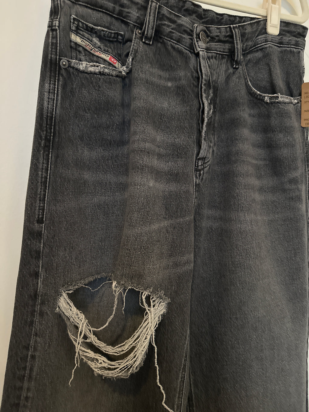 DIESEL Faded Black Wide Leg Baggy Jeans 28