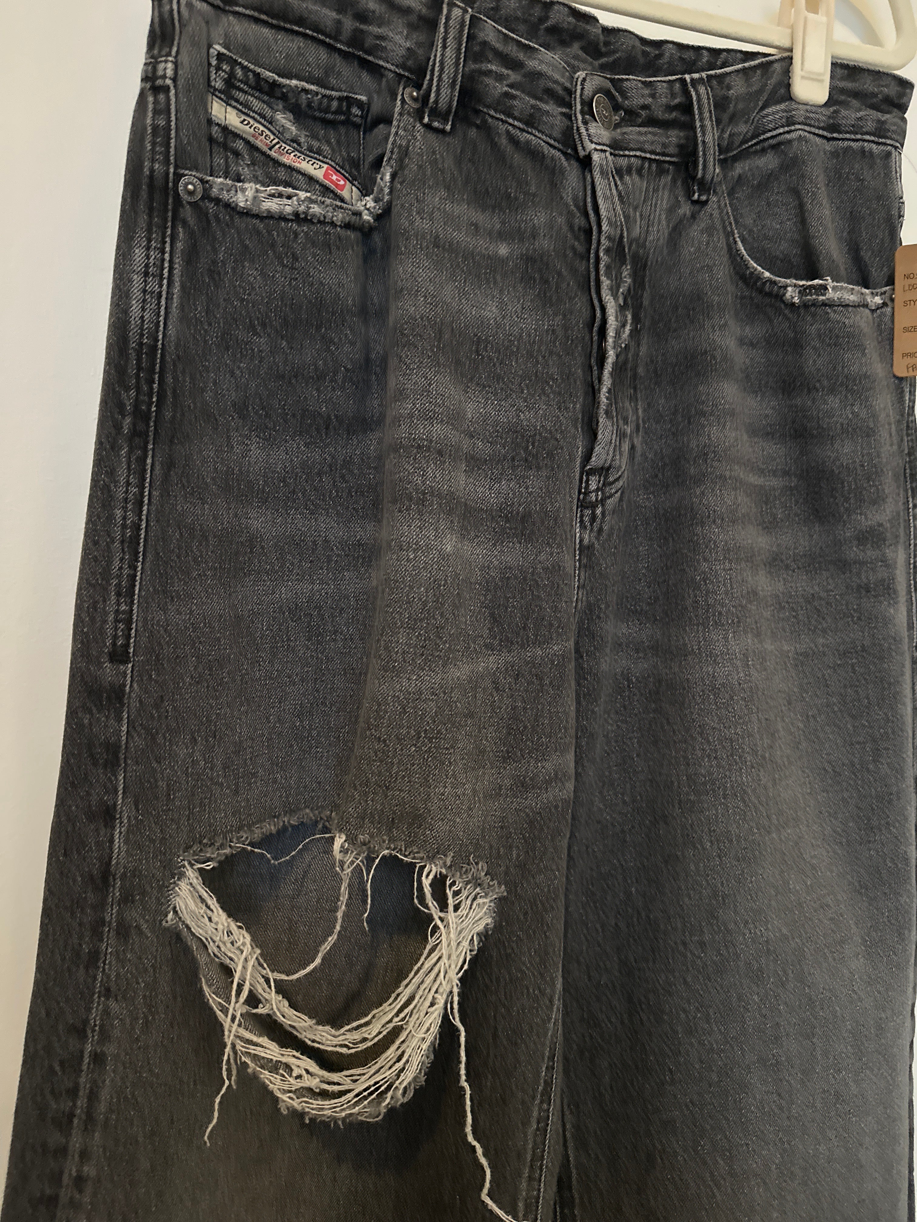 DIESEL Faded Black Wide Leg Baggy Jeans 28