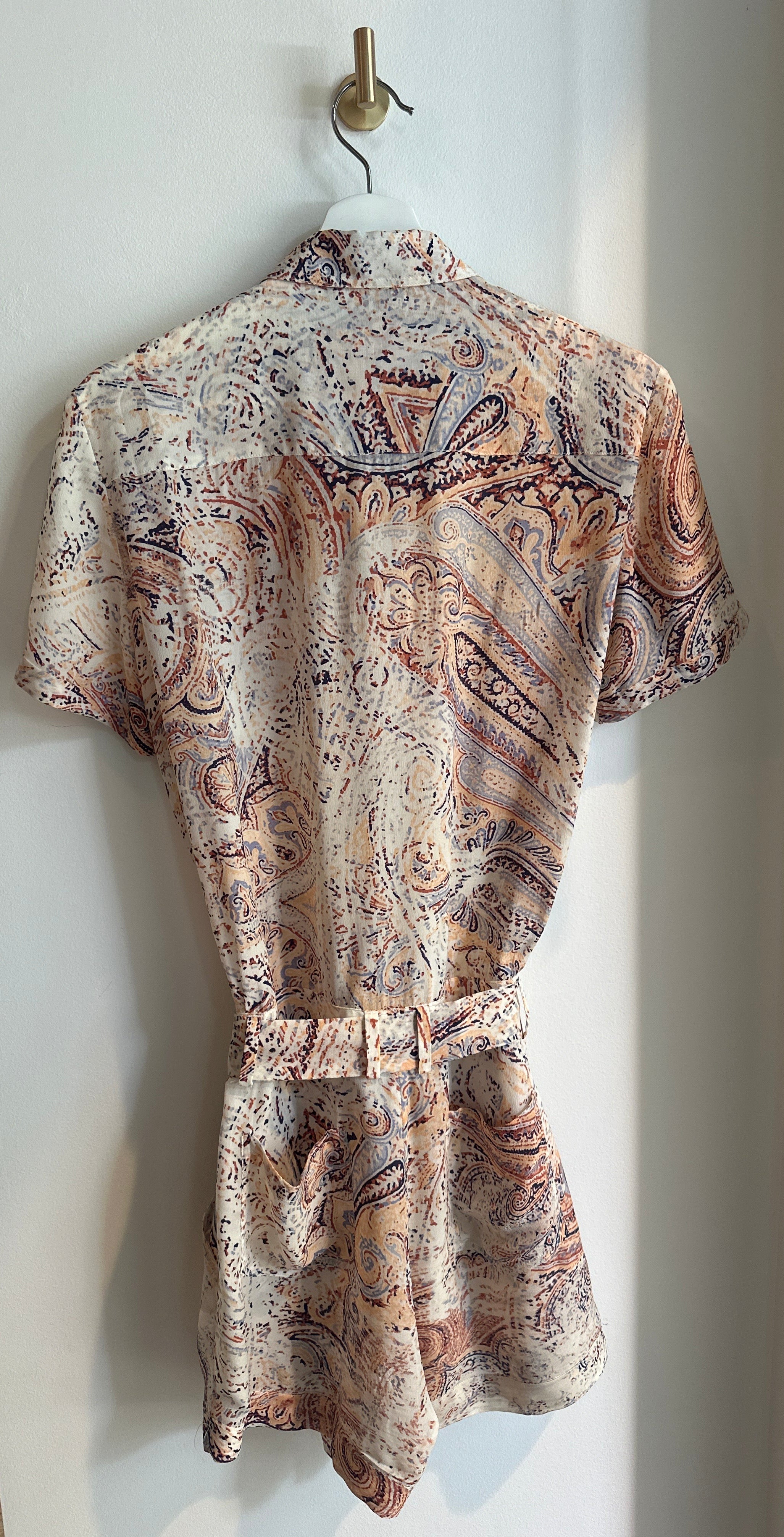 Massimo Dutti 100% Mulberry Silk Paisley Romper | Size 6