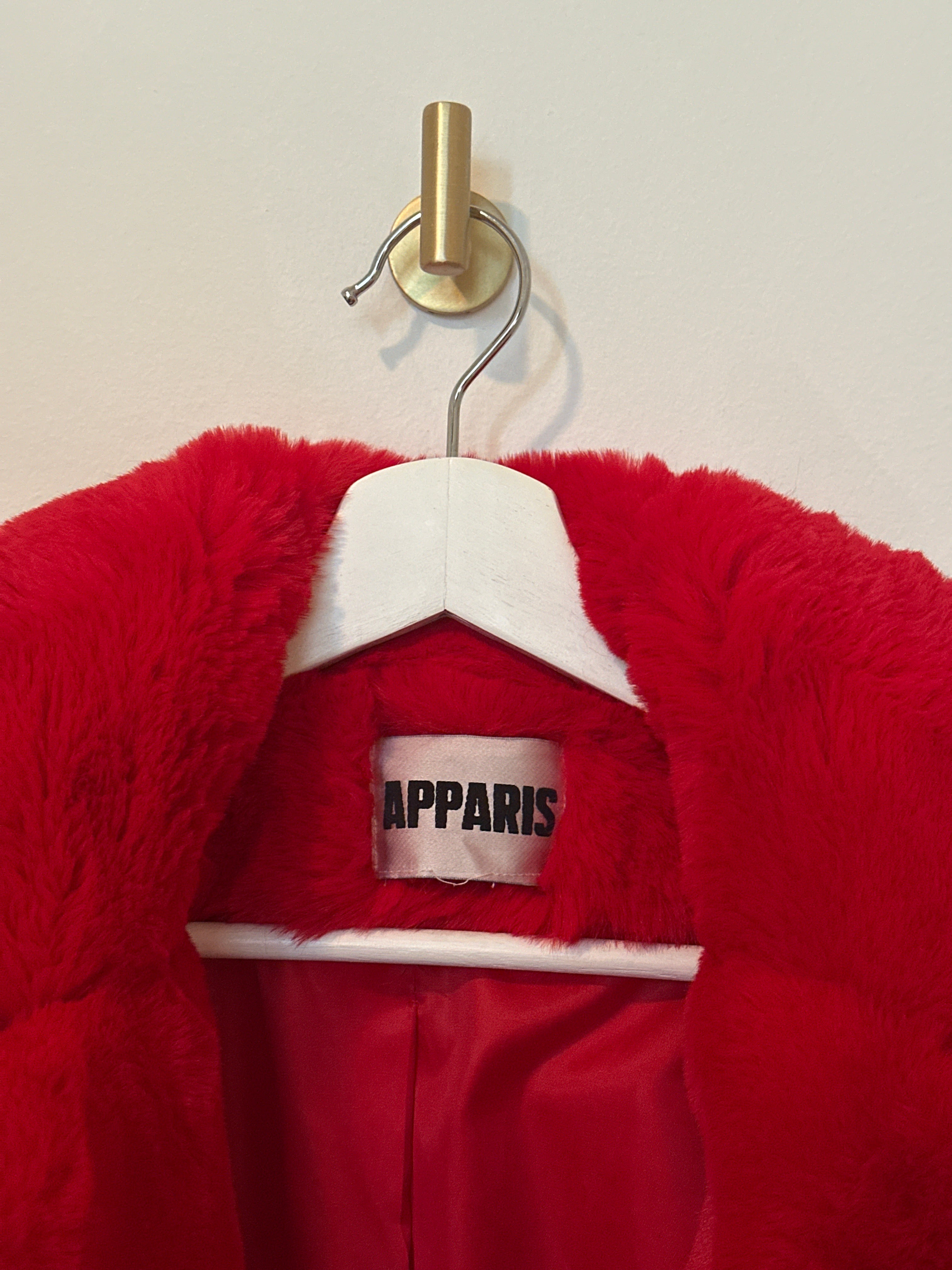 APPARIS Faux Fur Red Coat Small