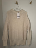 Cream Zara Oversized Chunky Knit Sweater