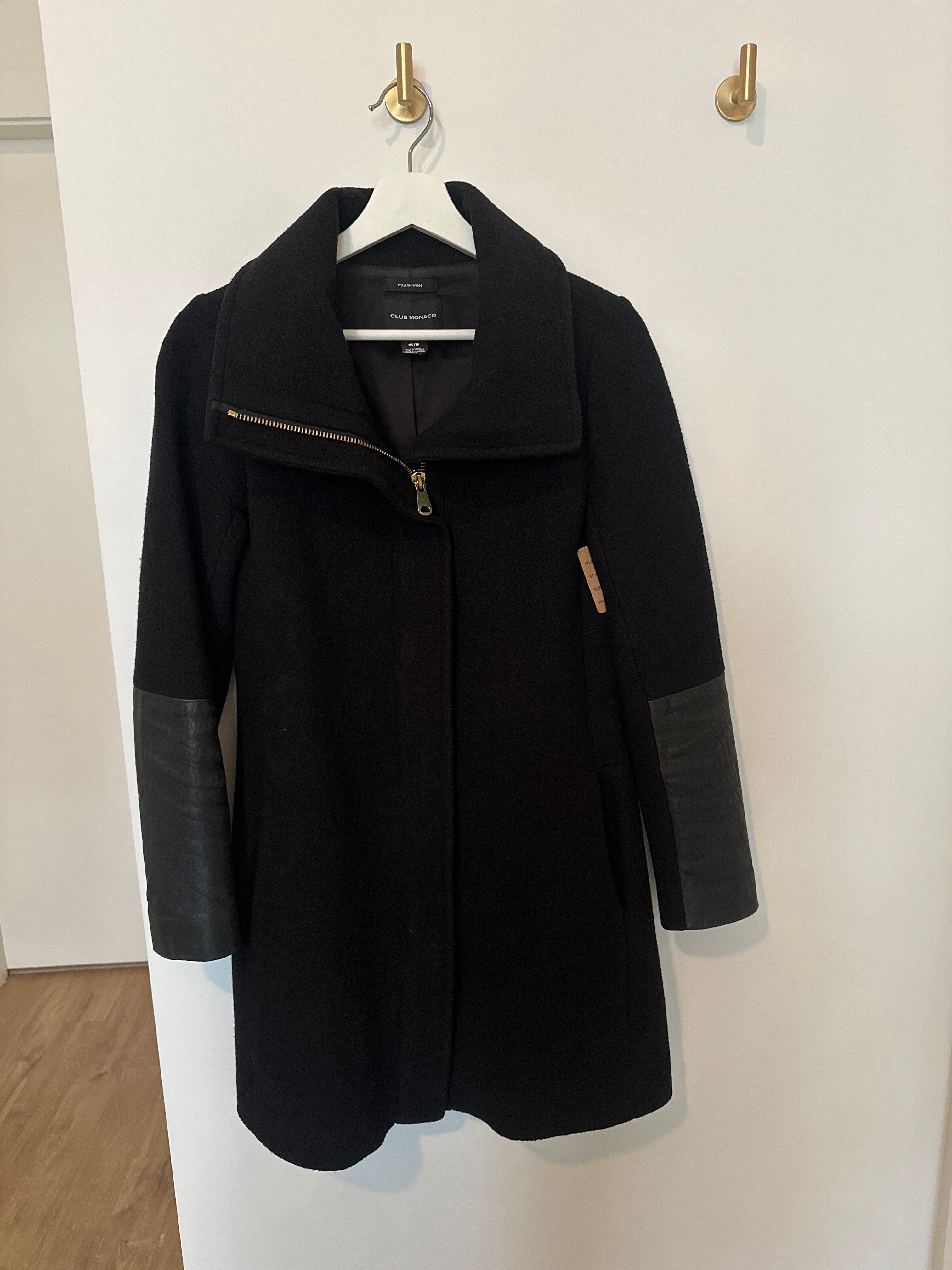 Club Monaco Wool & Leather Accent Coat