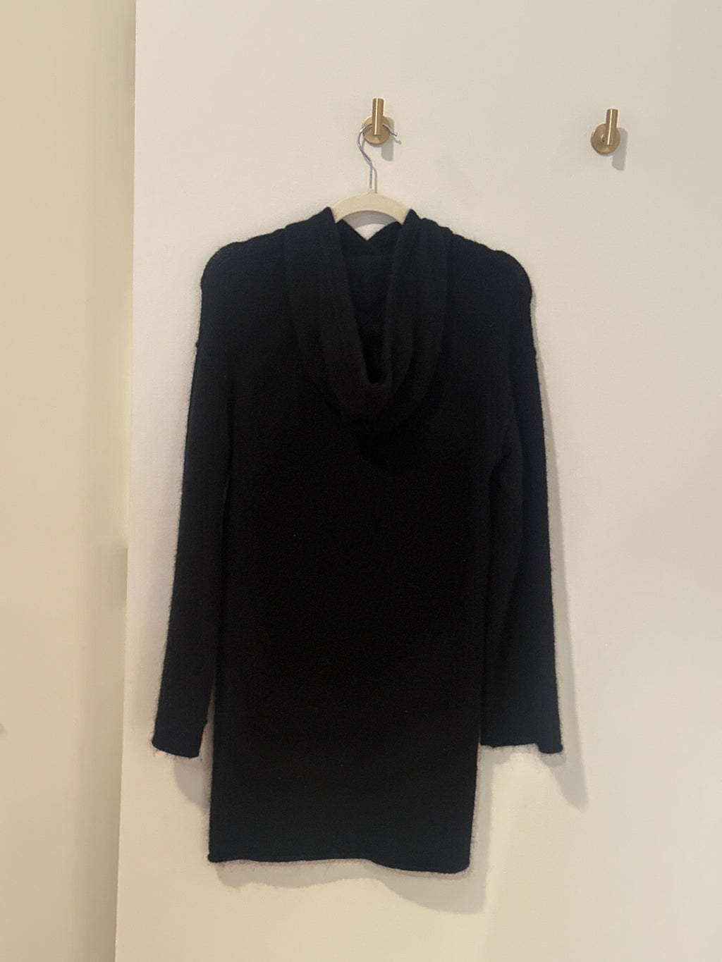 WILFRED FREE OVERSIZE BLACK ALPACA WOOL HOODIE DRESS XXS