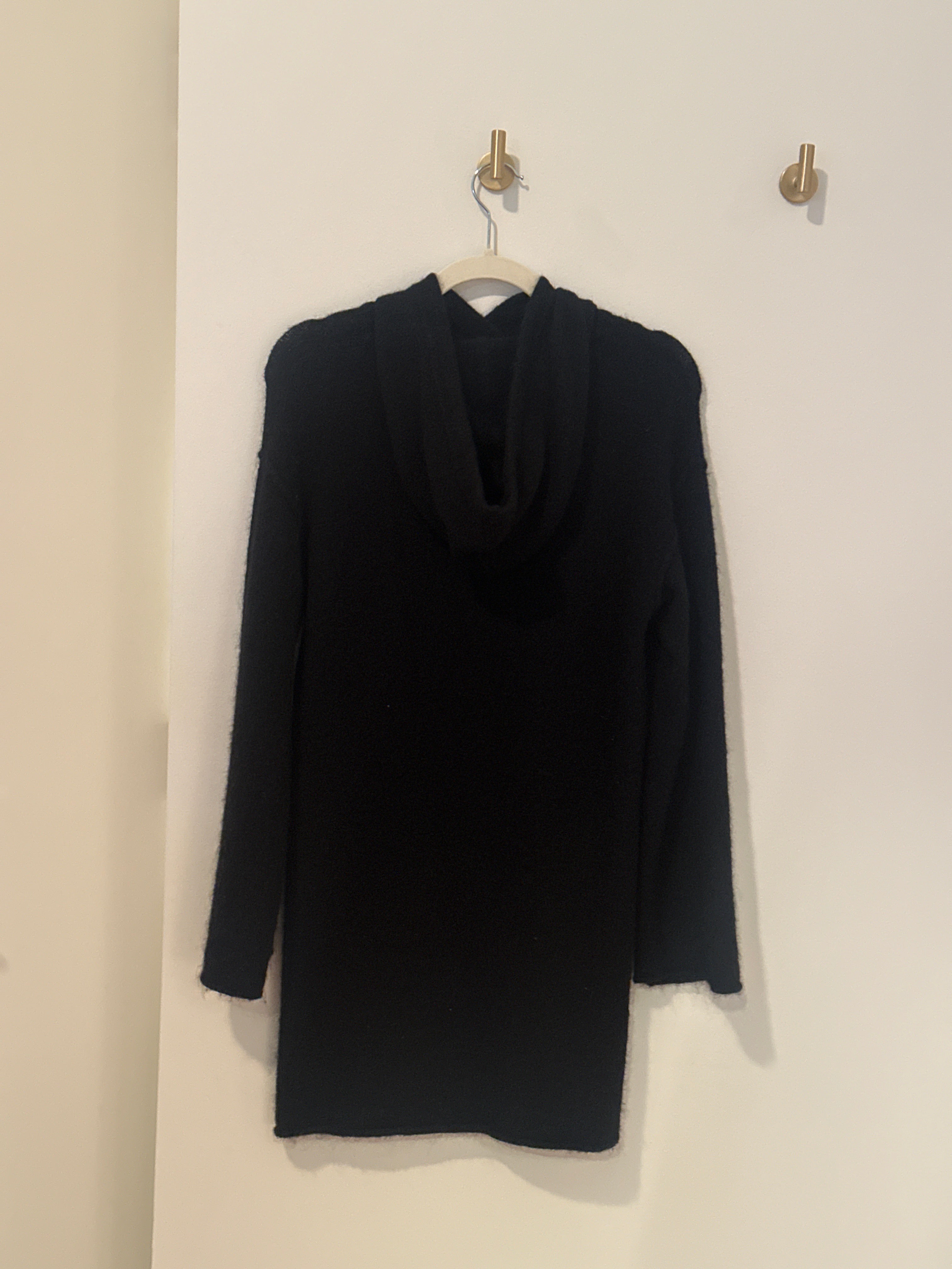 WILFRED FREE OVERSIZE BLACK ALPACA WOOL HOODIE DRESS XXS