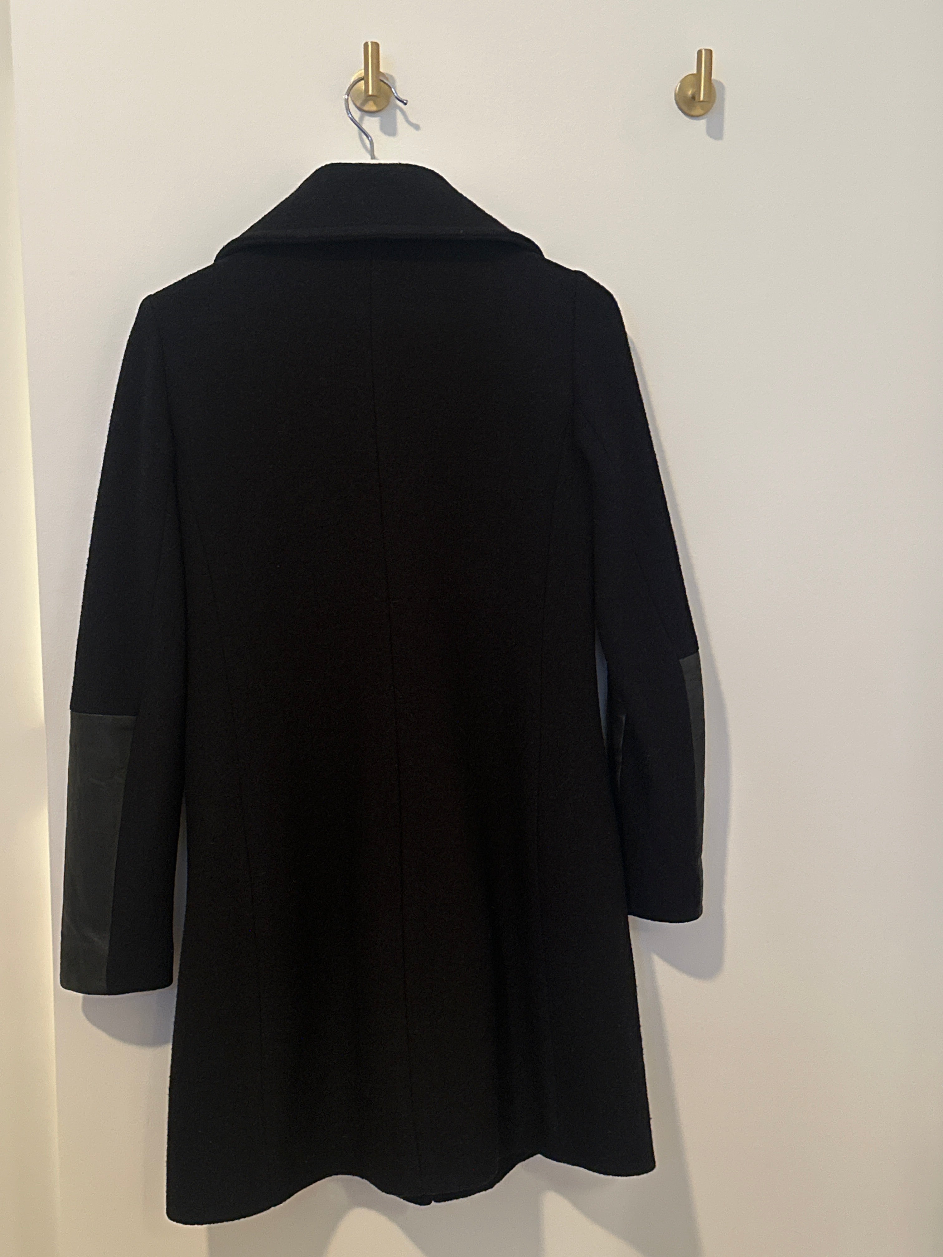CLUB MONACO Black Wool Zip Front Overcoat