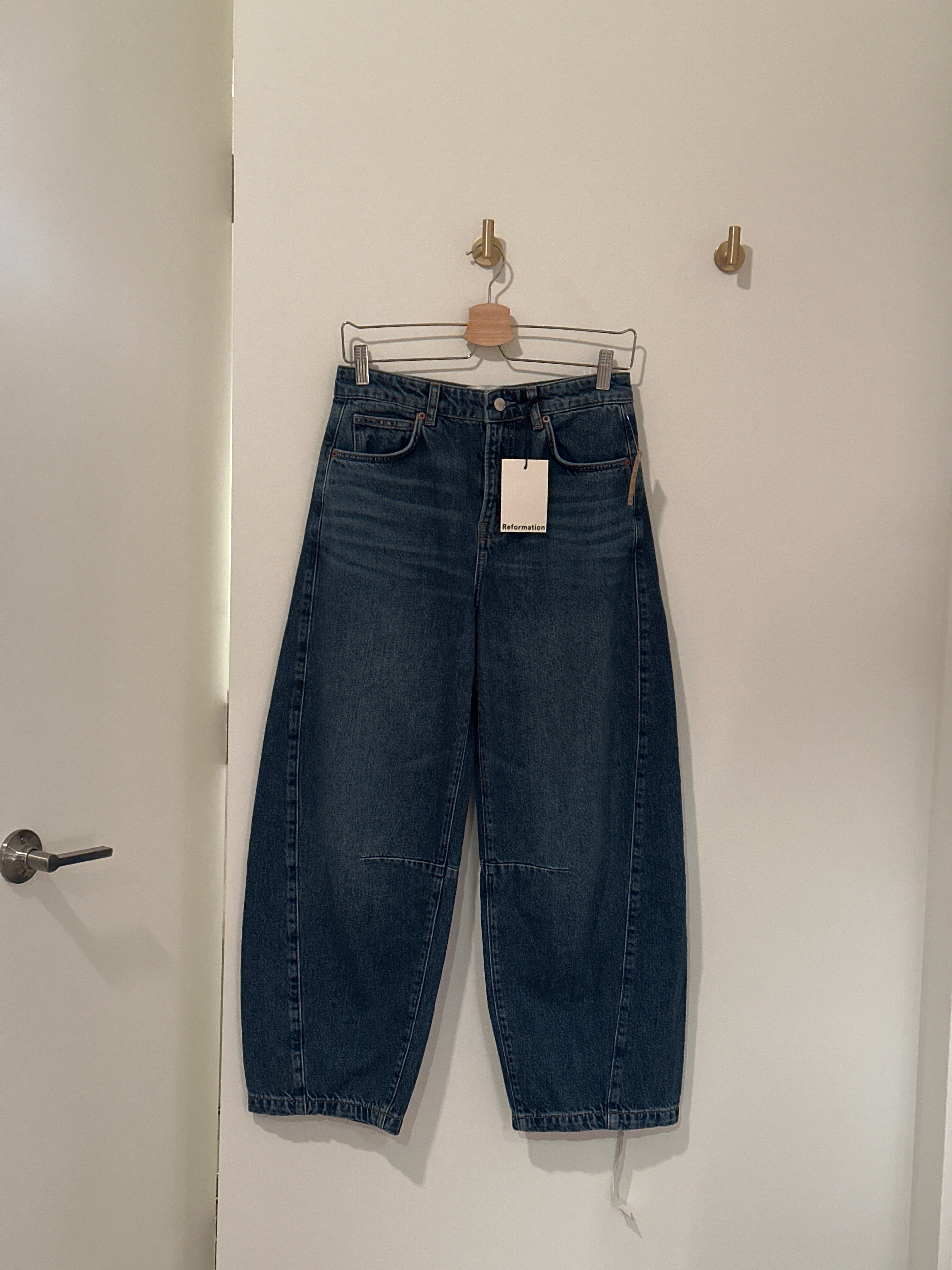 REFORMATION DENIM MID RISE BARREL JEANS RIGID DENIM 'TYLER' SIZE 25
