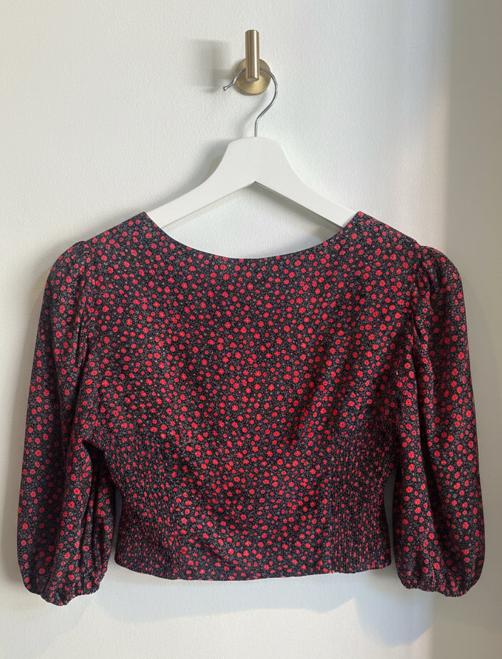 Zara Smocked Sweetheart Floral Crop Top | Size M | (BNWT)