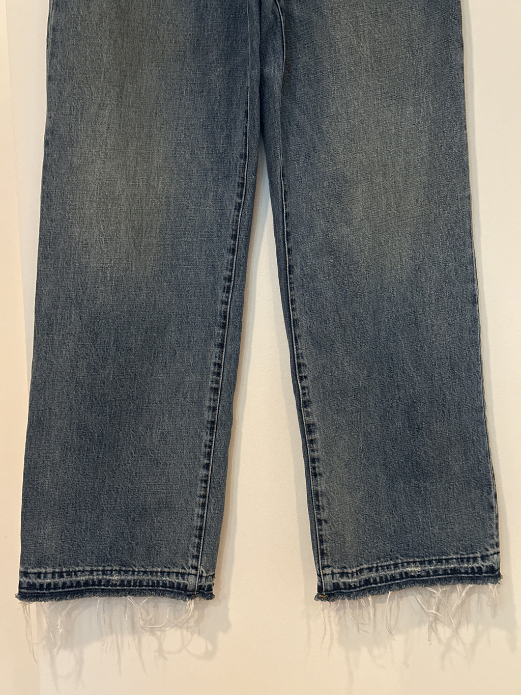 R13 Japanese Denim Wide Leg Distressed Hem Jeans 28