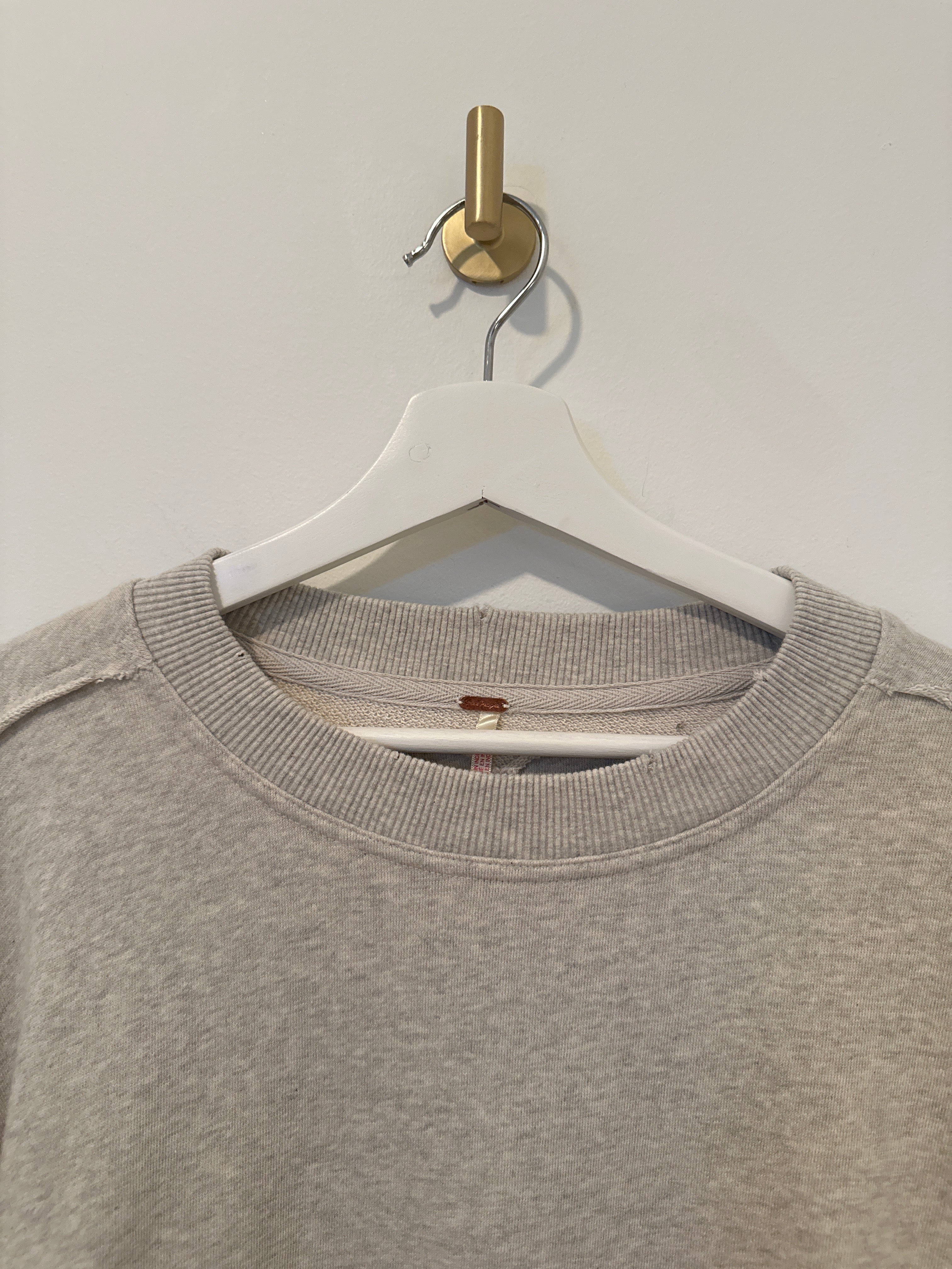 FREE PEOPLE CREW NECK WORN SWEATER PLEATED SHIRT DRESS XS