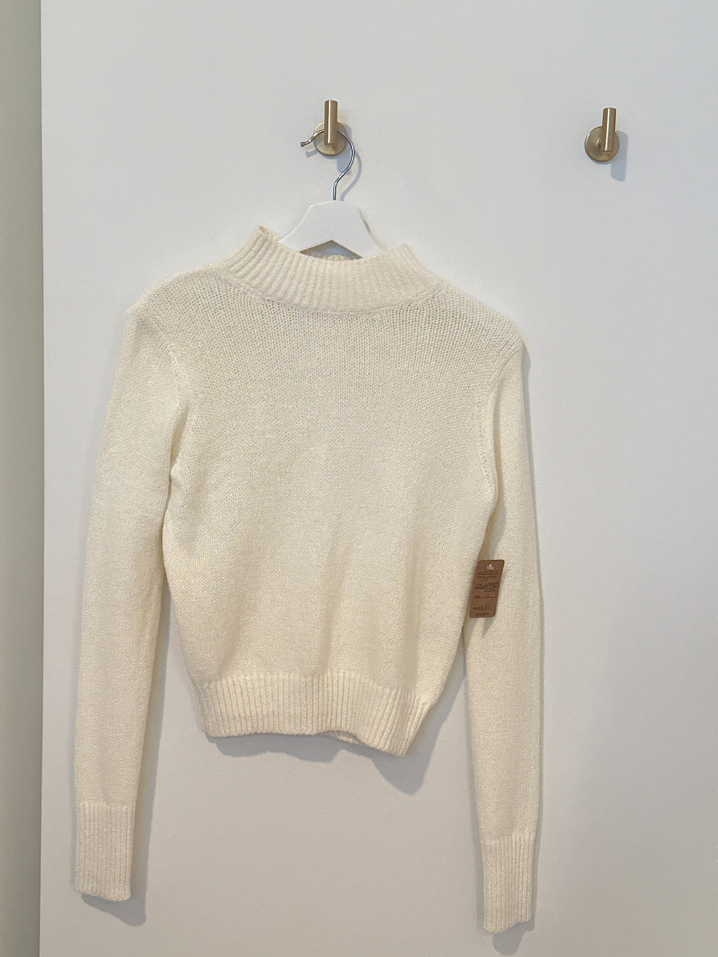 WILFRED RIBBED MOCK NECK CREAM L/S SWEATER S