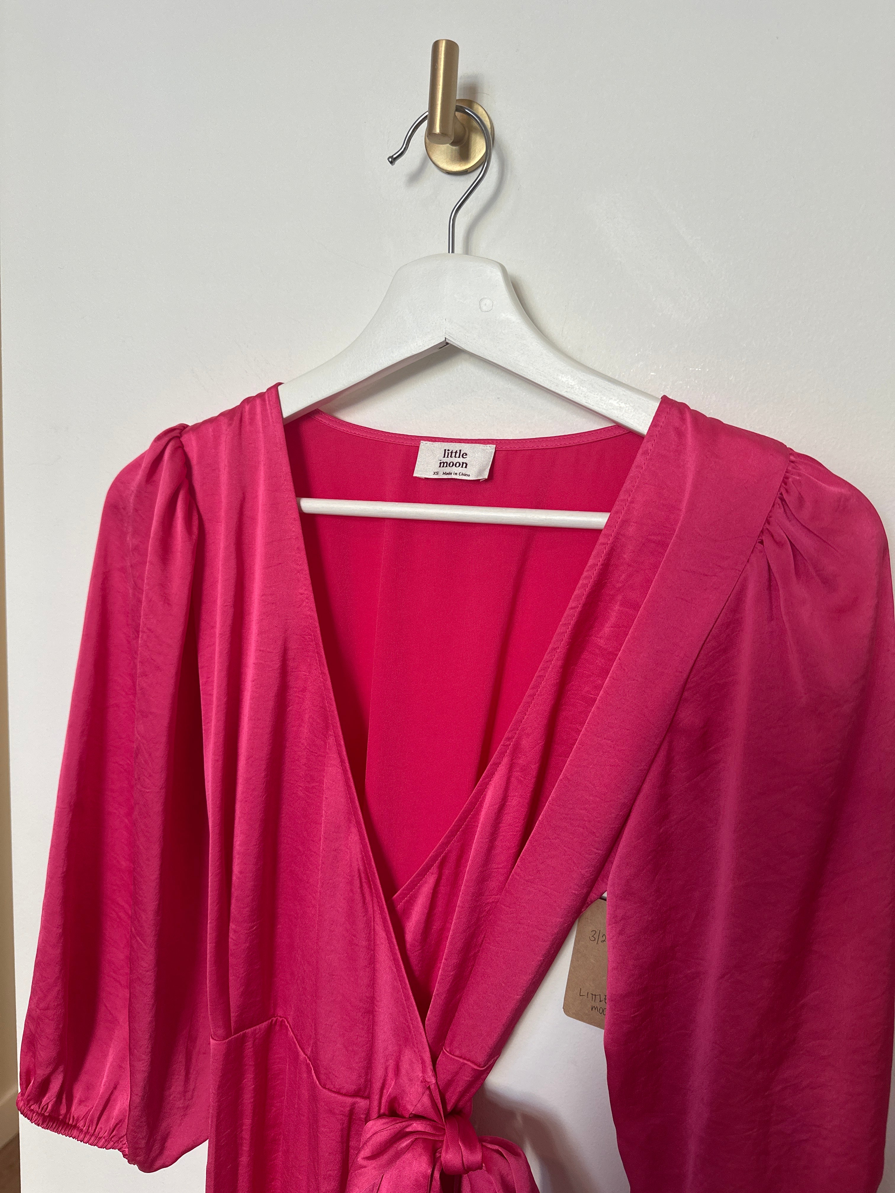 Little Moon Wrap Dress — Fuchsia | Size XS