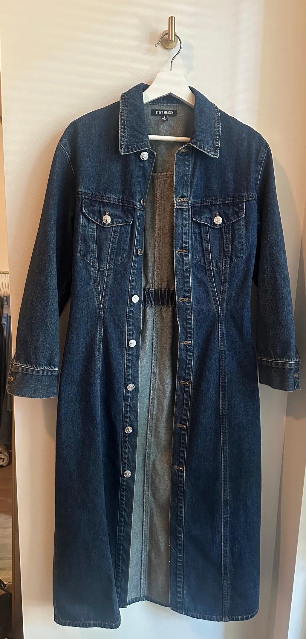 Steve Madden Maxine Denim Midi Shirtdress | Dark Indigo Denim | Size S