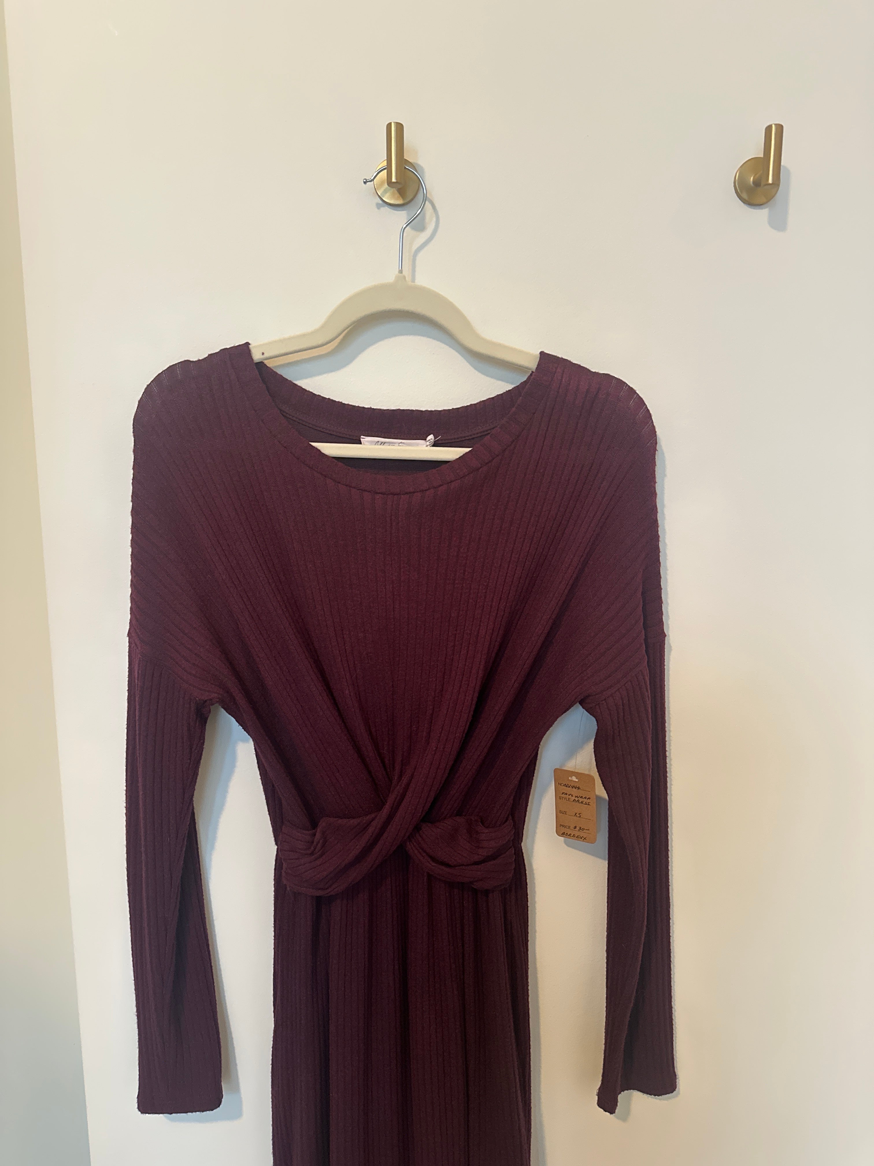 All In Favor Mid Length Faux Wrap Knit Dress